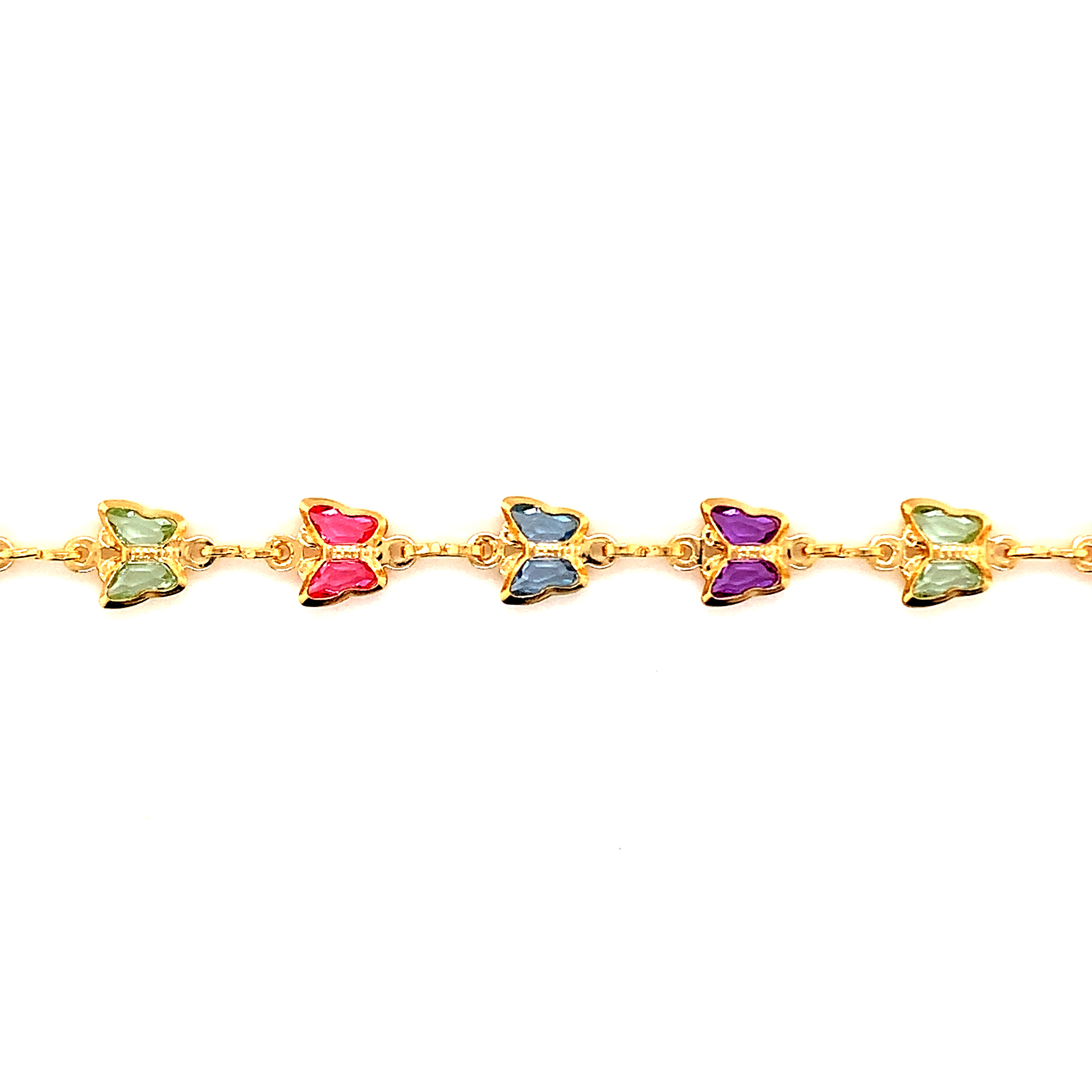 Multicolor Butterfly Anklet - Gold Filled