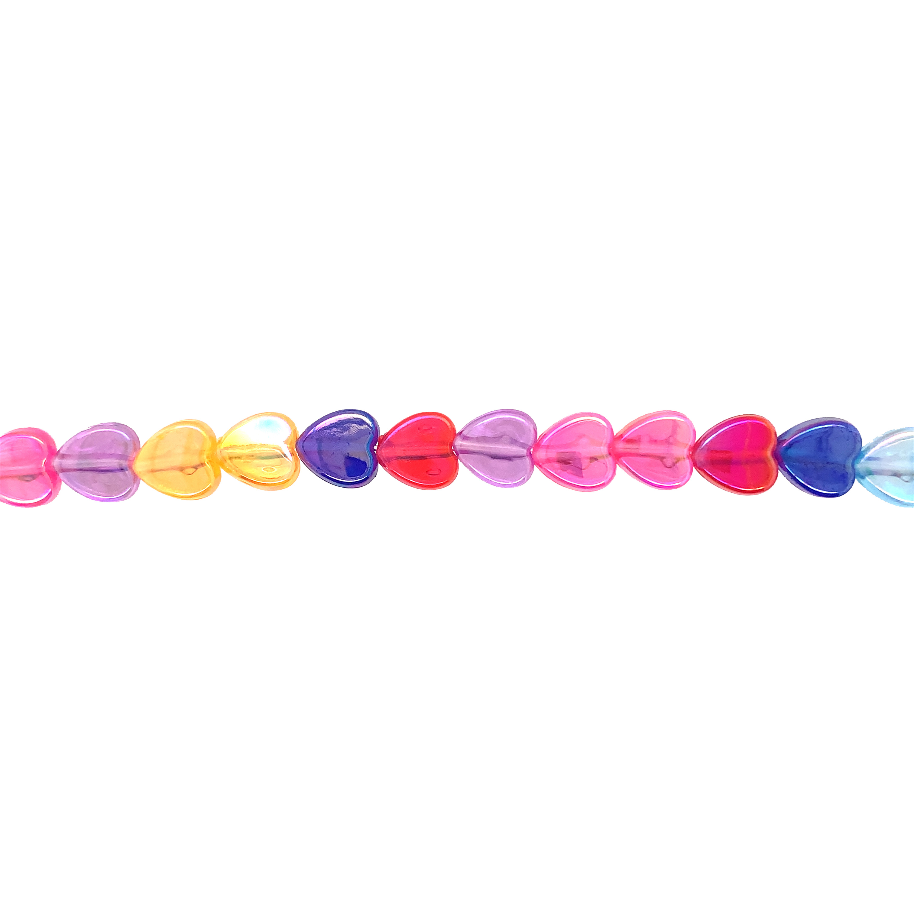 9mm Iridescent Multicolor Acrylic Heart Beads
