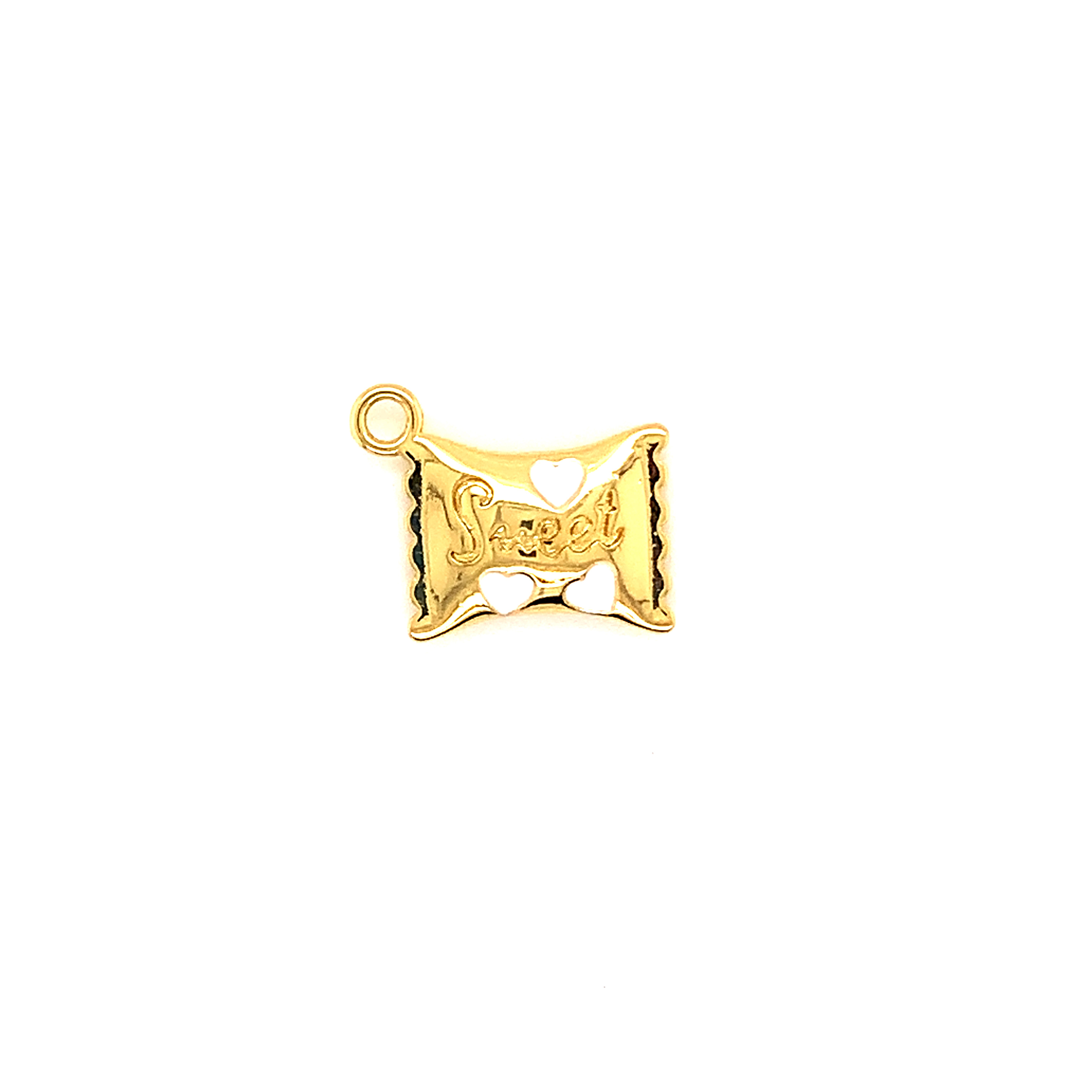 White Enamel Candy Charm - Gold Plated