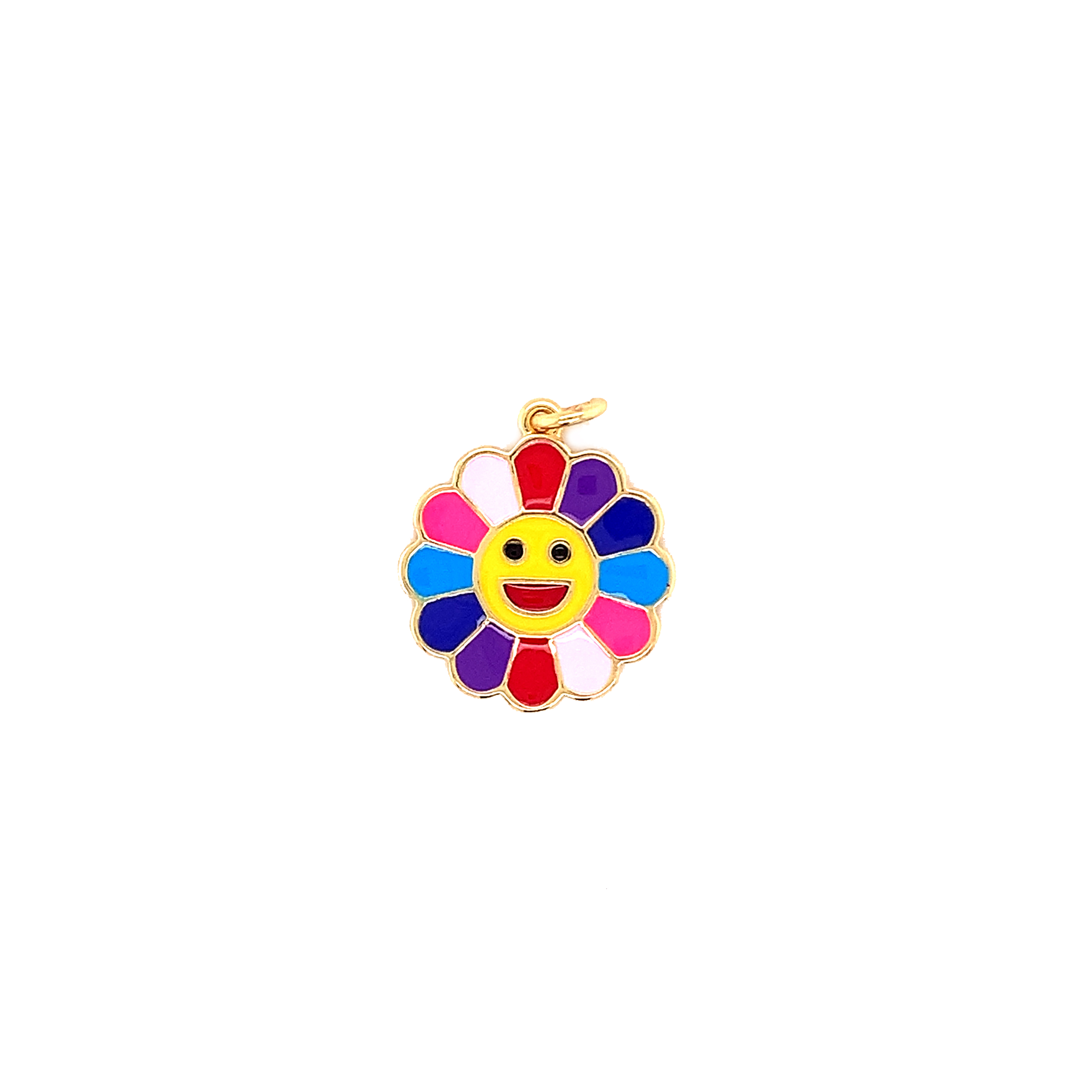 Multicolor Enamel Smiley Charm - Gold Plated