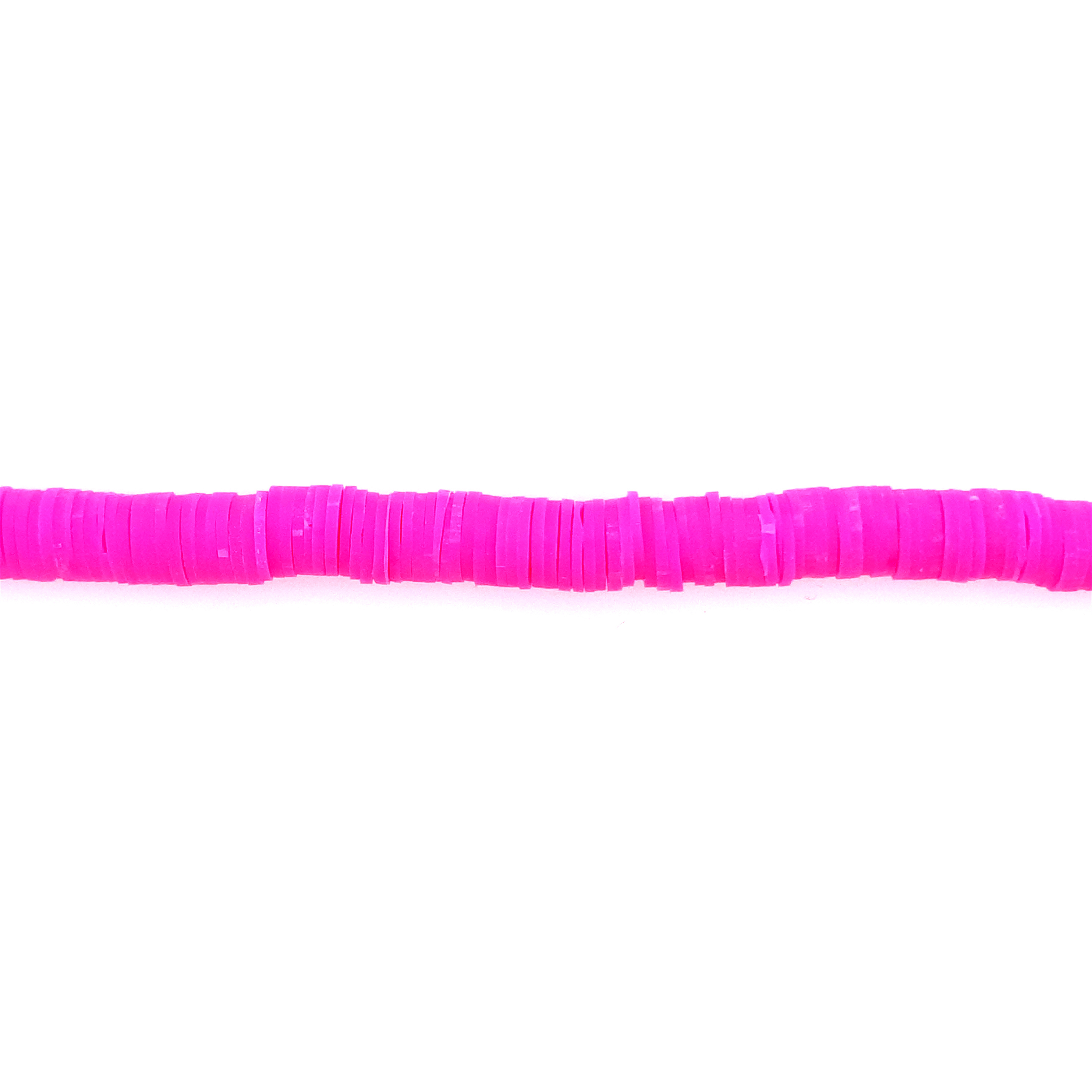 8x1mm Polymer Clay Neon Pink Heishi Disc Beads