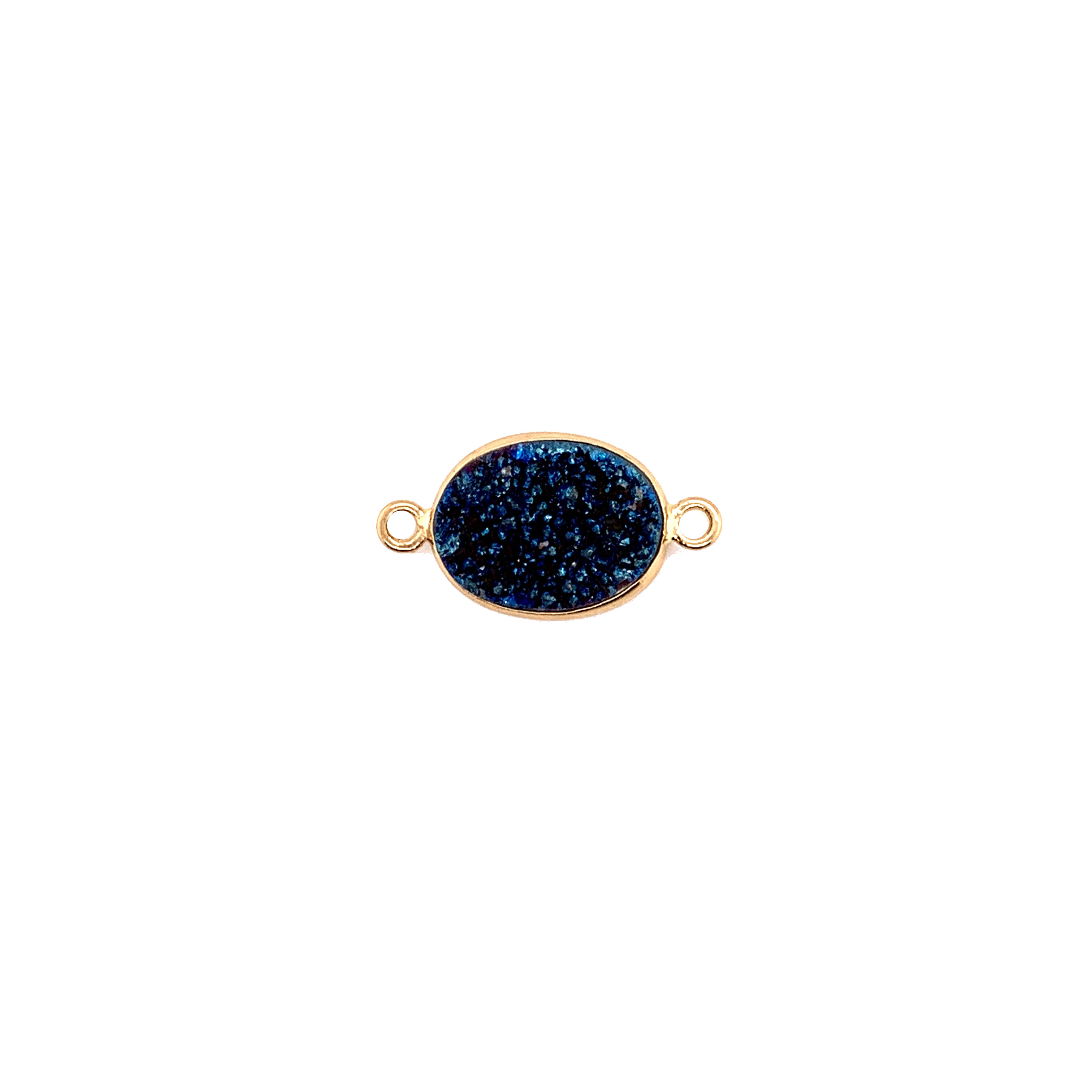 Blue Oval Druzy Connector