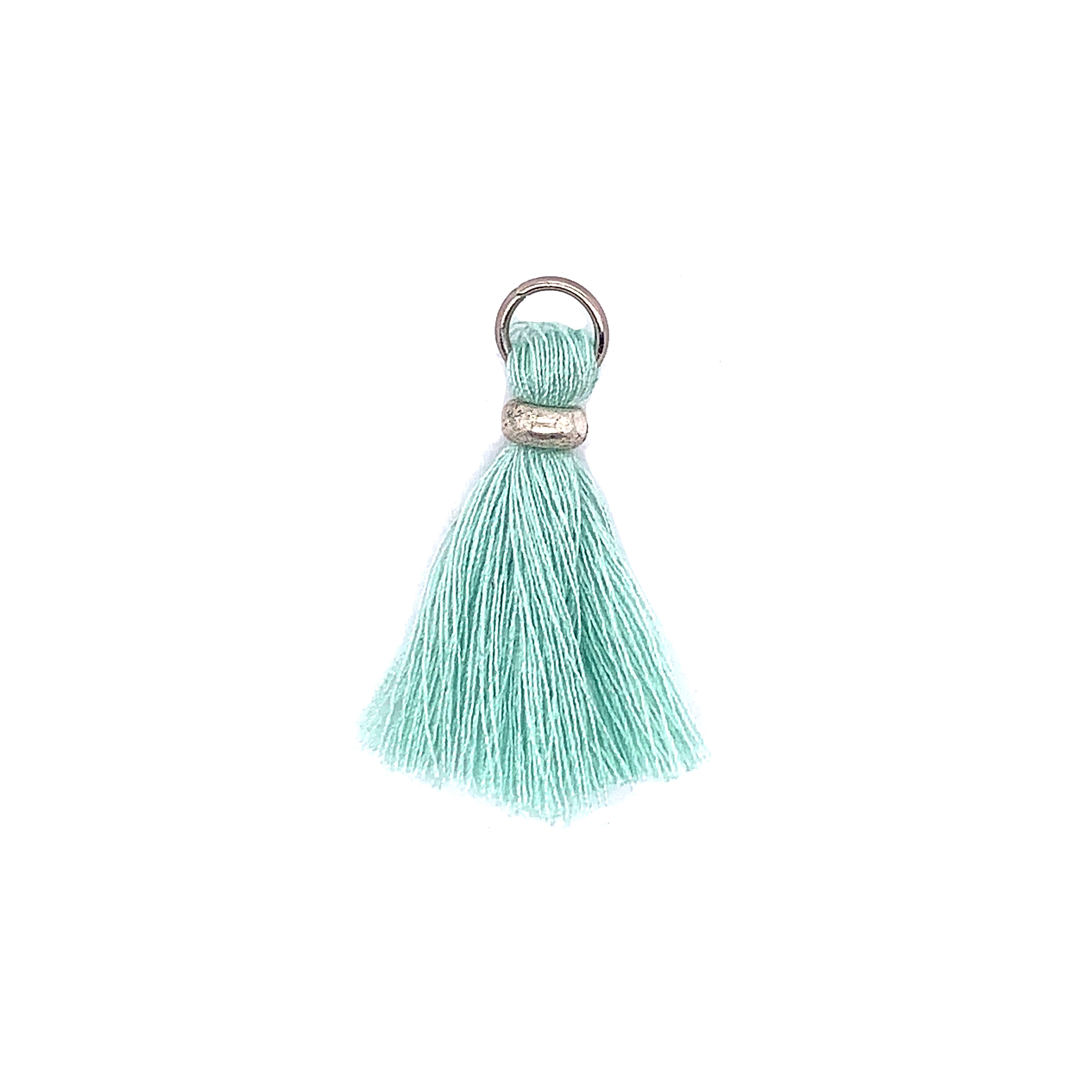 Mint Green Tassel with Silver Ring & Silver Jump Ring