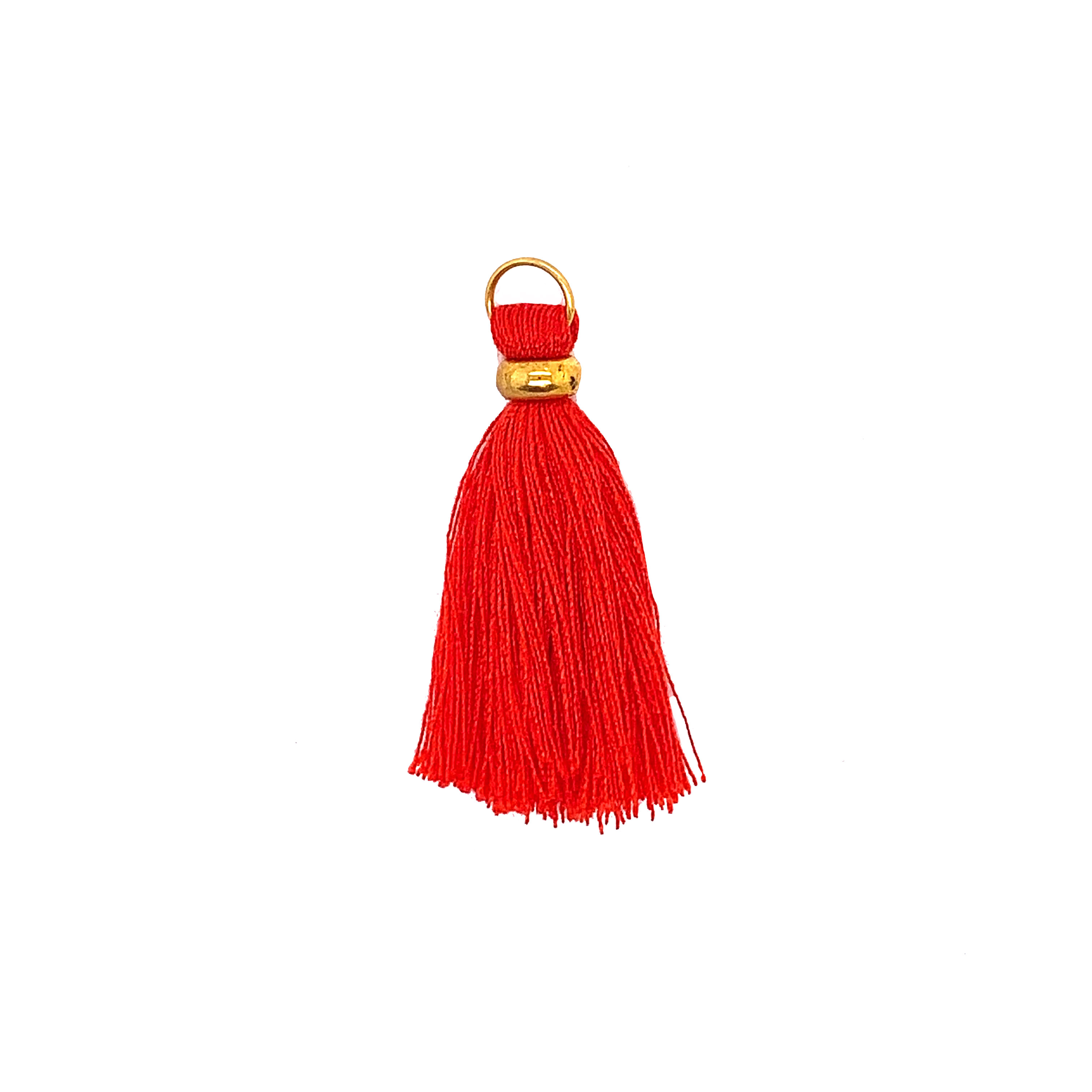 Red Tassel with Gold Ring & Gold Jump Ring