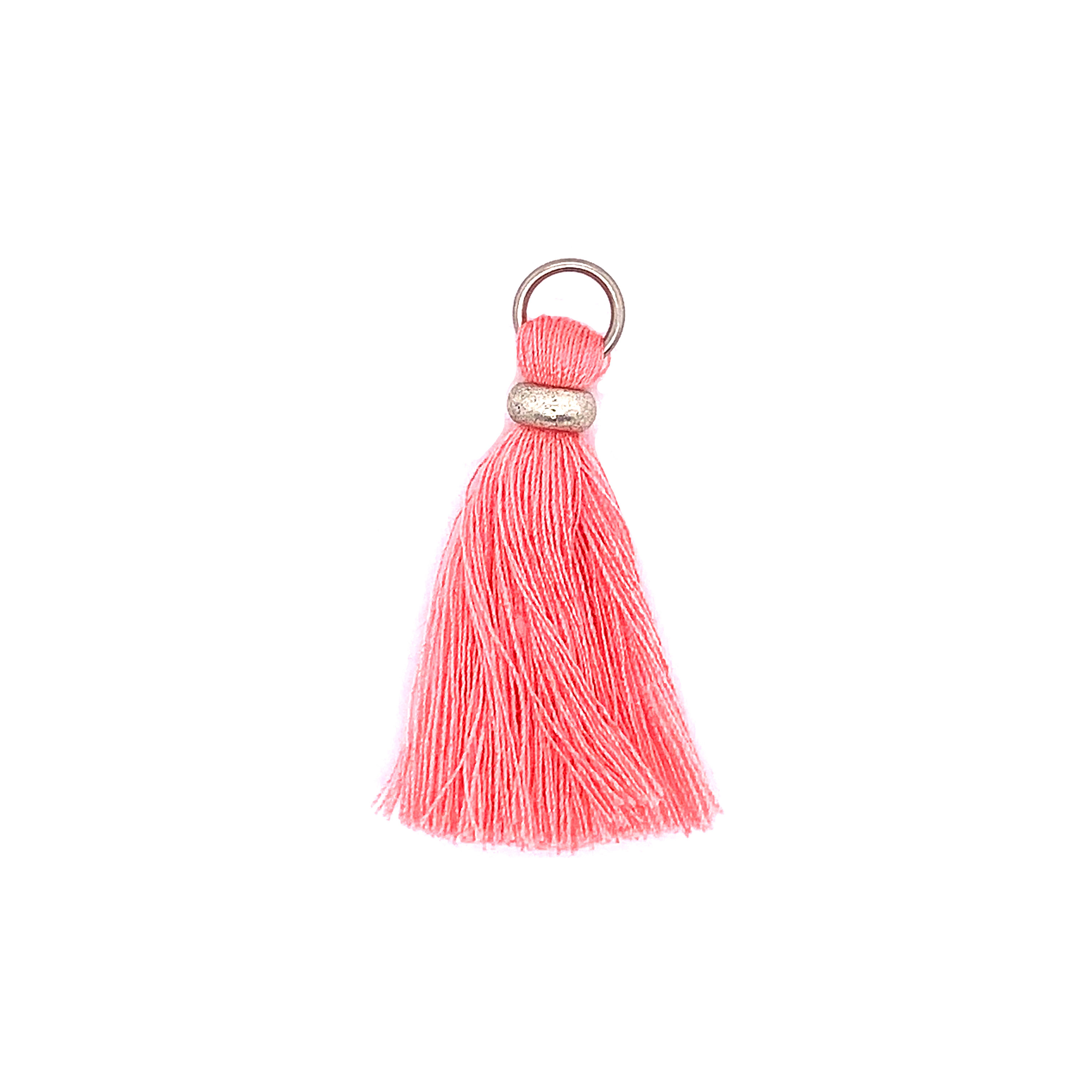 Coral Tassel with Silver Ring & Silver Jump Ring