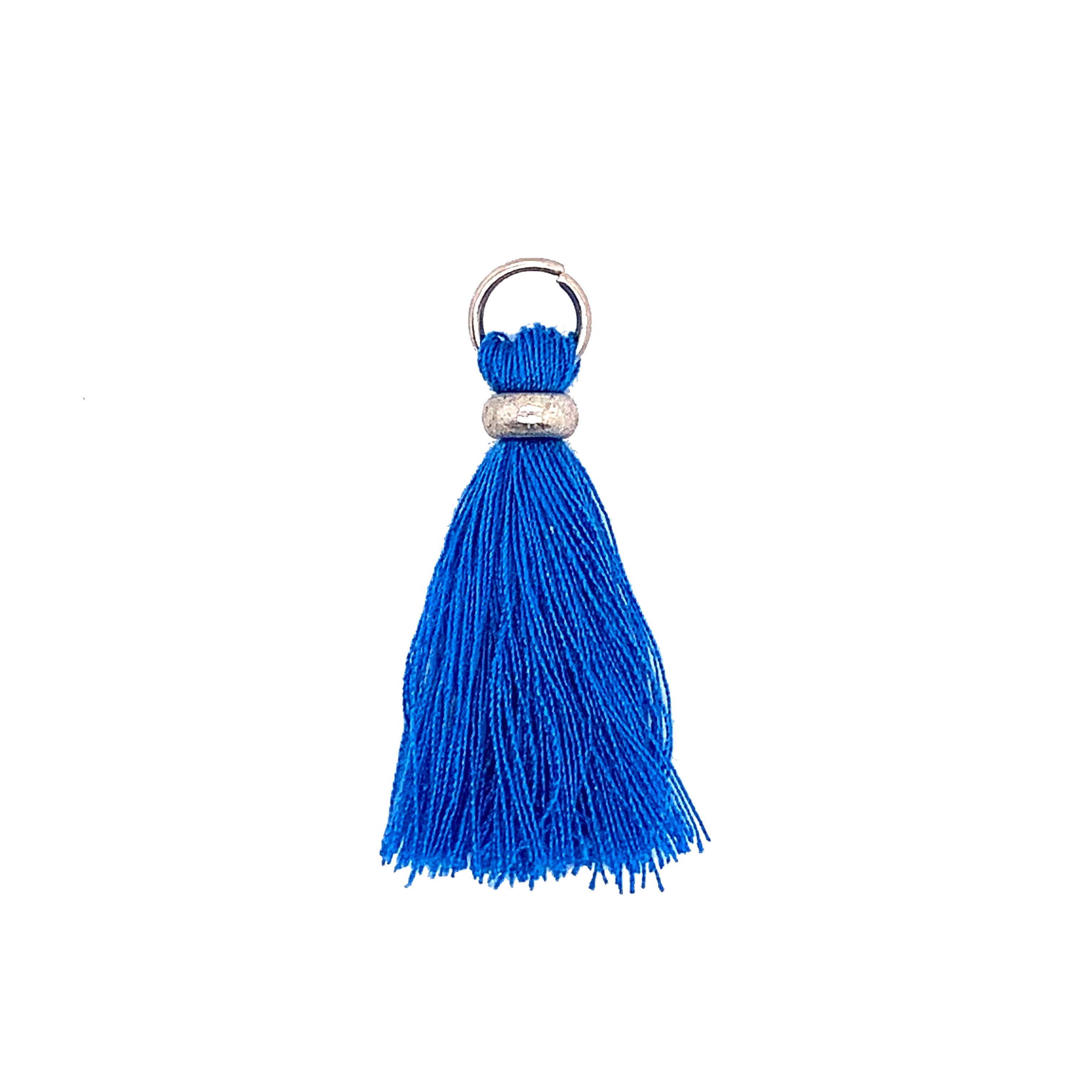Egyptian Blue Tassel with Silver Ring & Silver Jump Ring