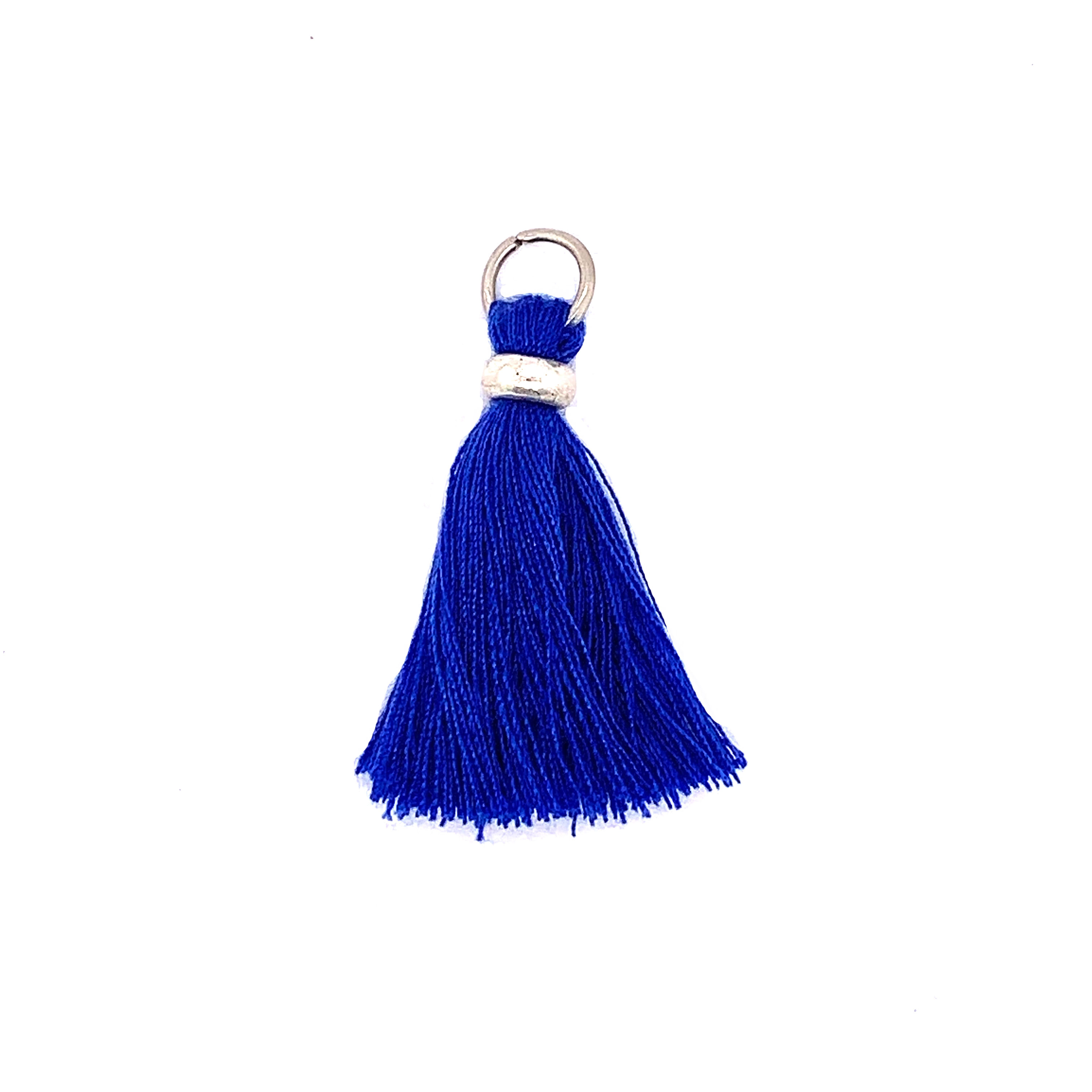 Blue Tassel with Silver Ring & Silver Jump Ring