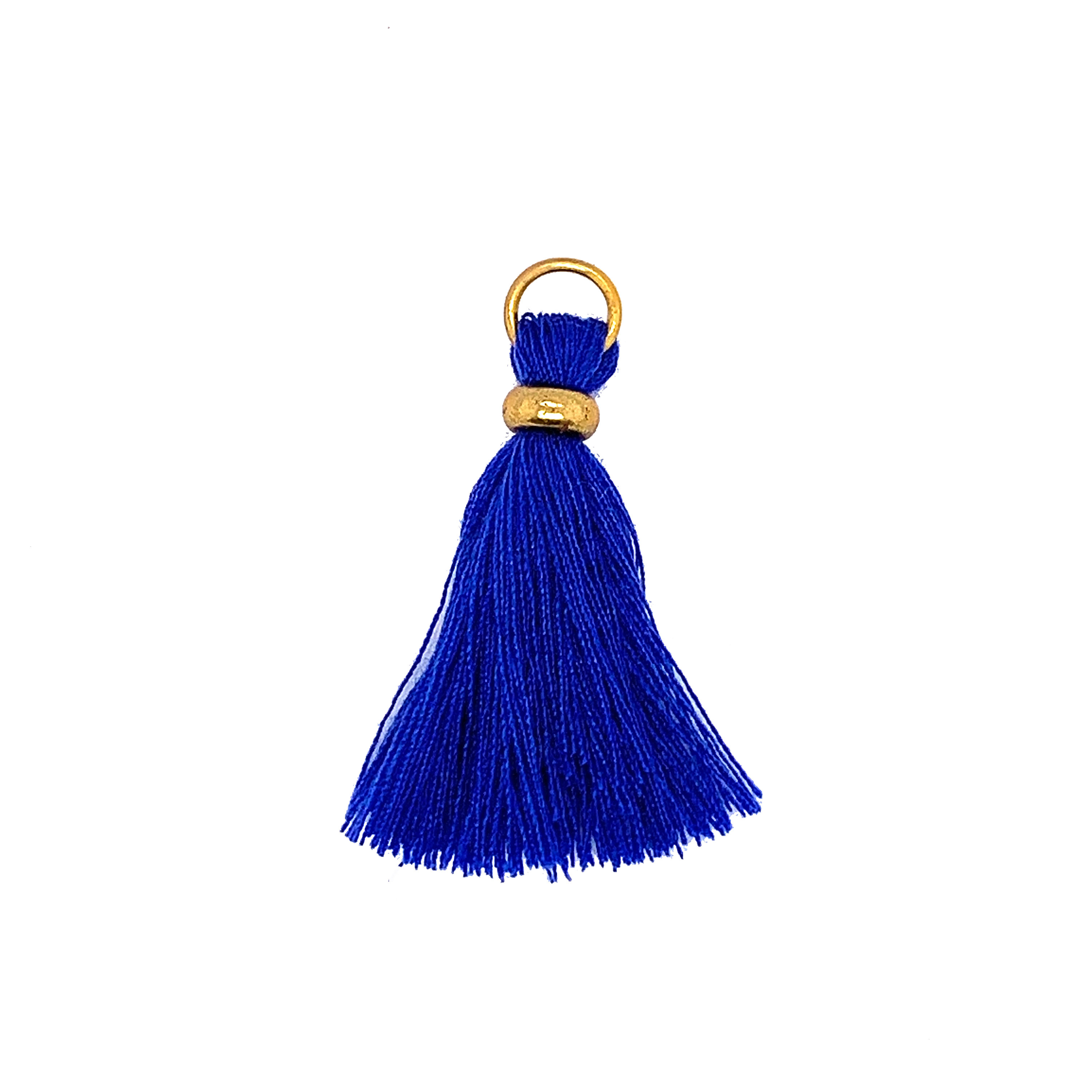 Blue Tassel with Gold Ring & Gold Jump Ring