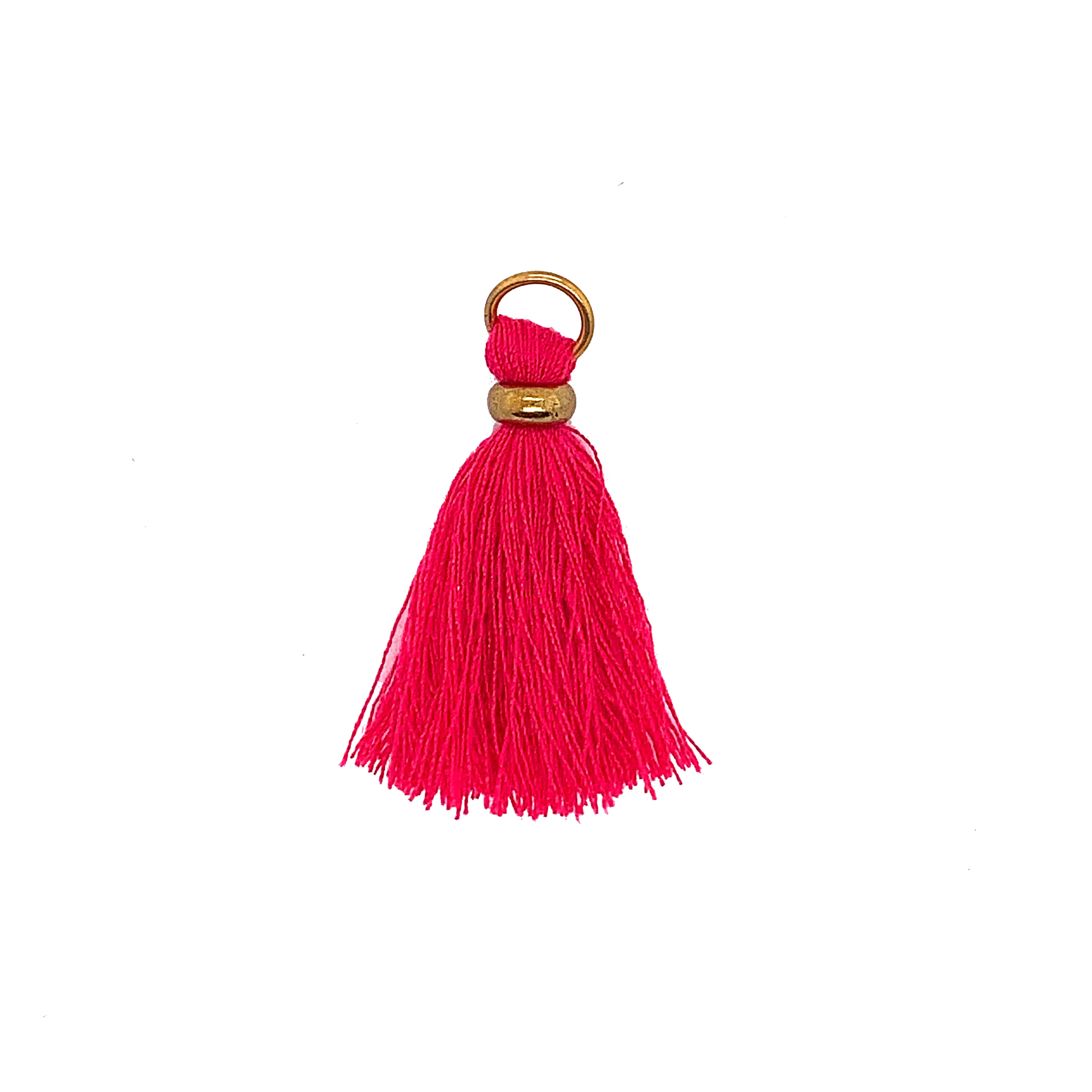 Magenta Tassel with Gold Ring & Gold Jump Ring