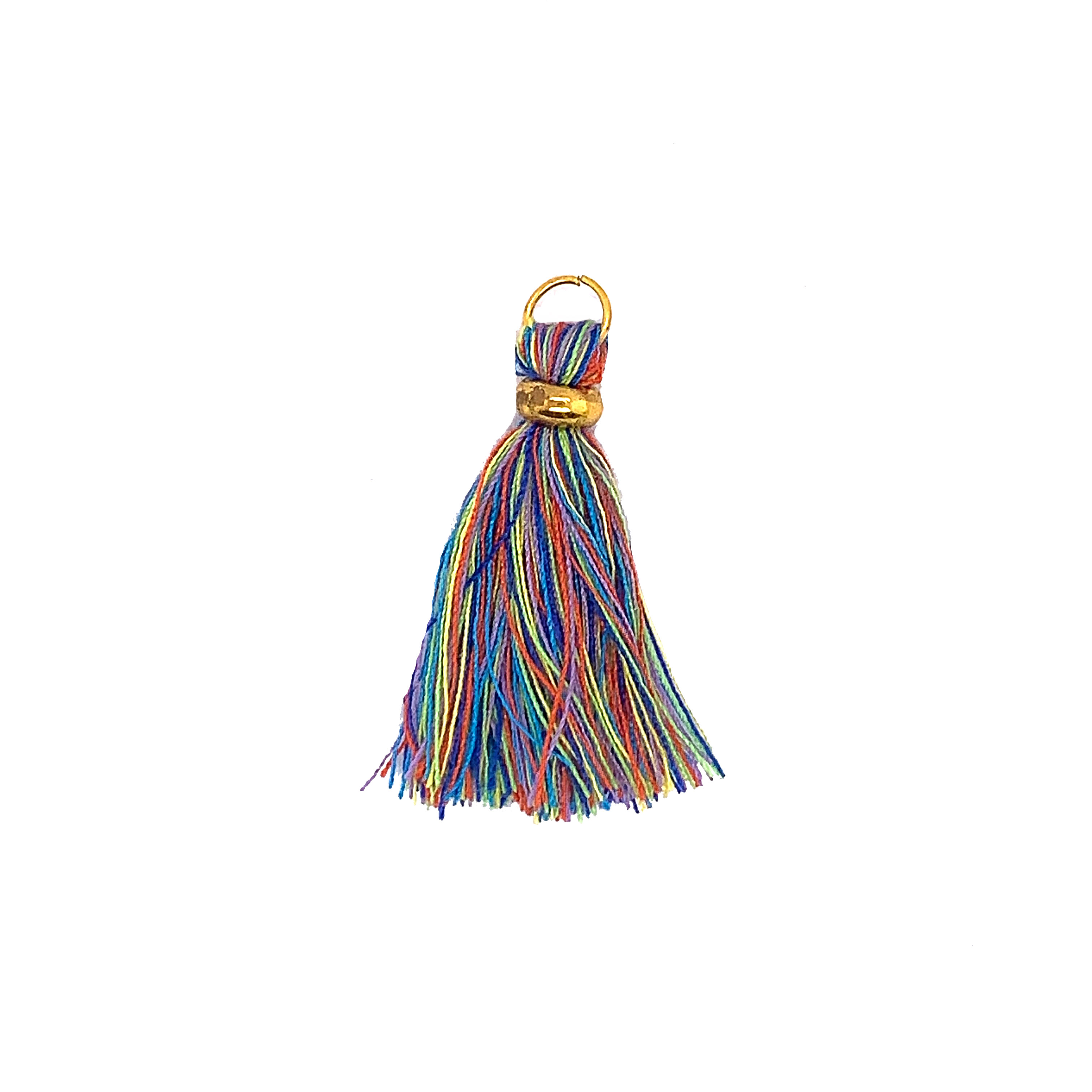 Multi Color Tassel with Gold Ring Gold Jump Ring
