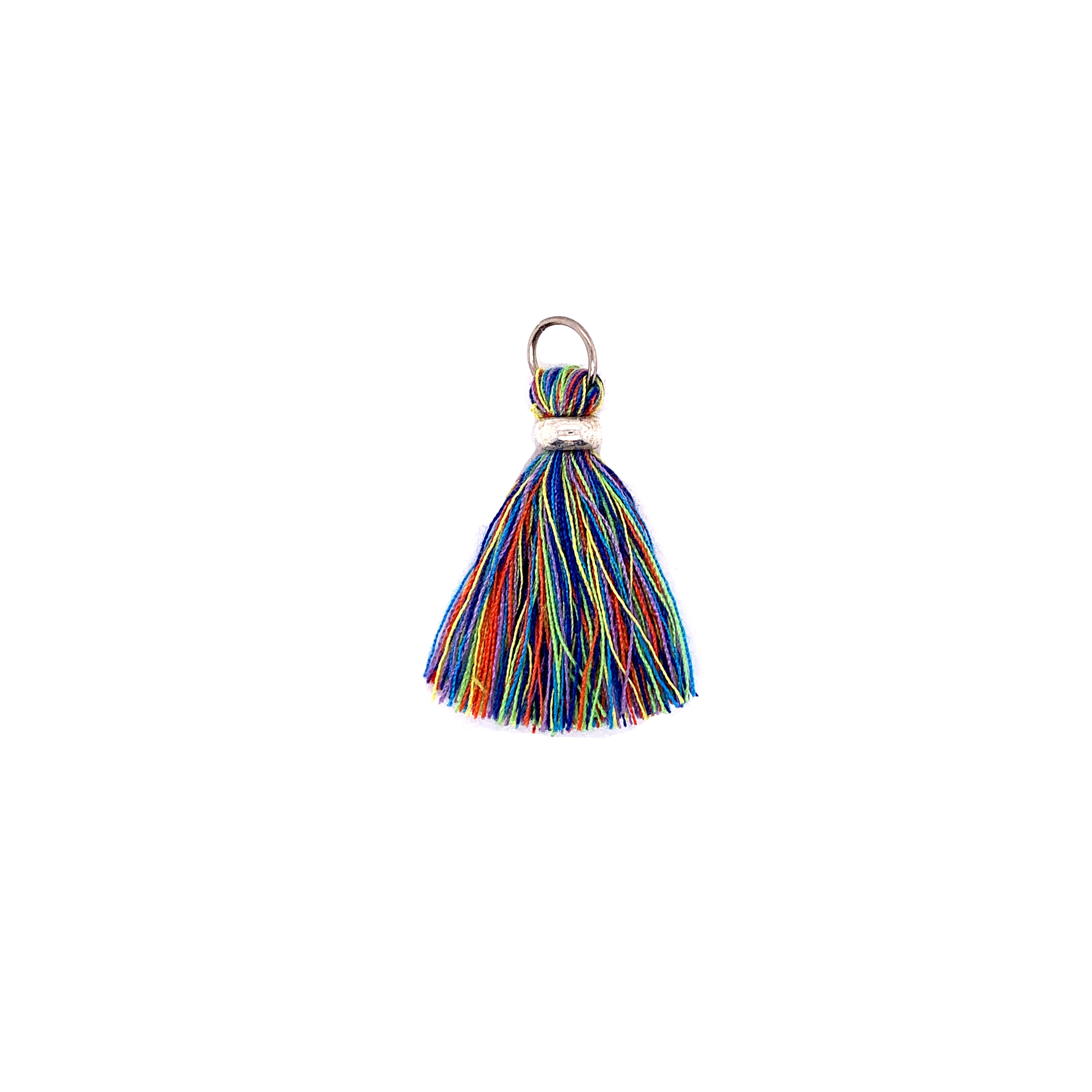 Multi Color Tassel with Silver Ring & Silver Jump Ring