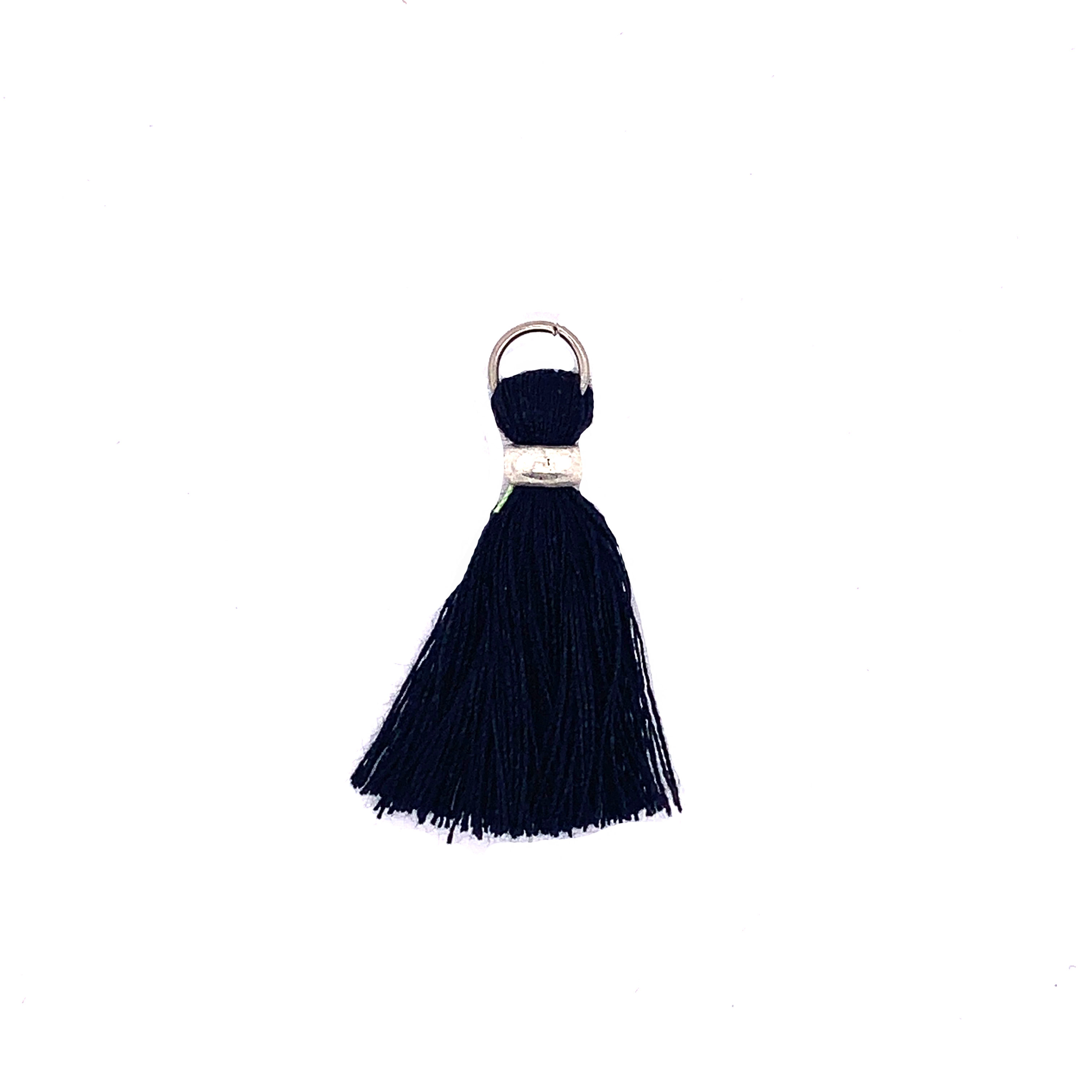 Black Tassel with Silver Ring & Silver Jump Ring