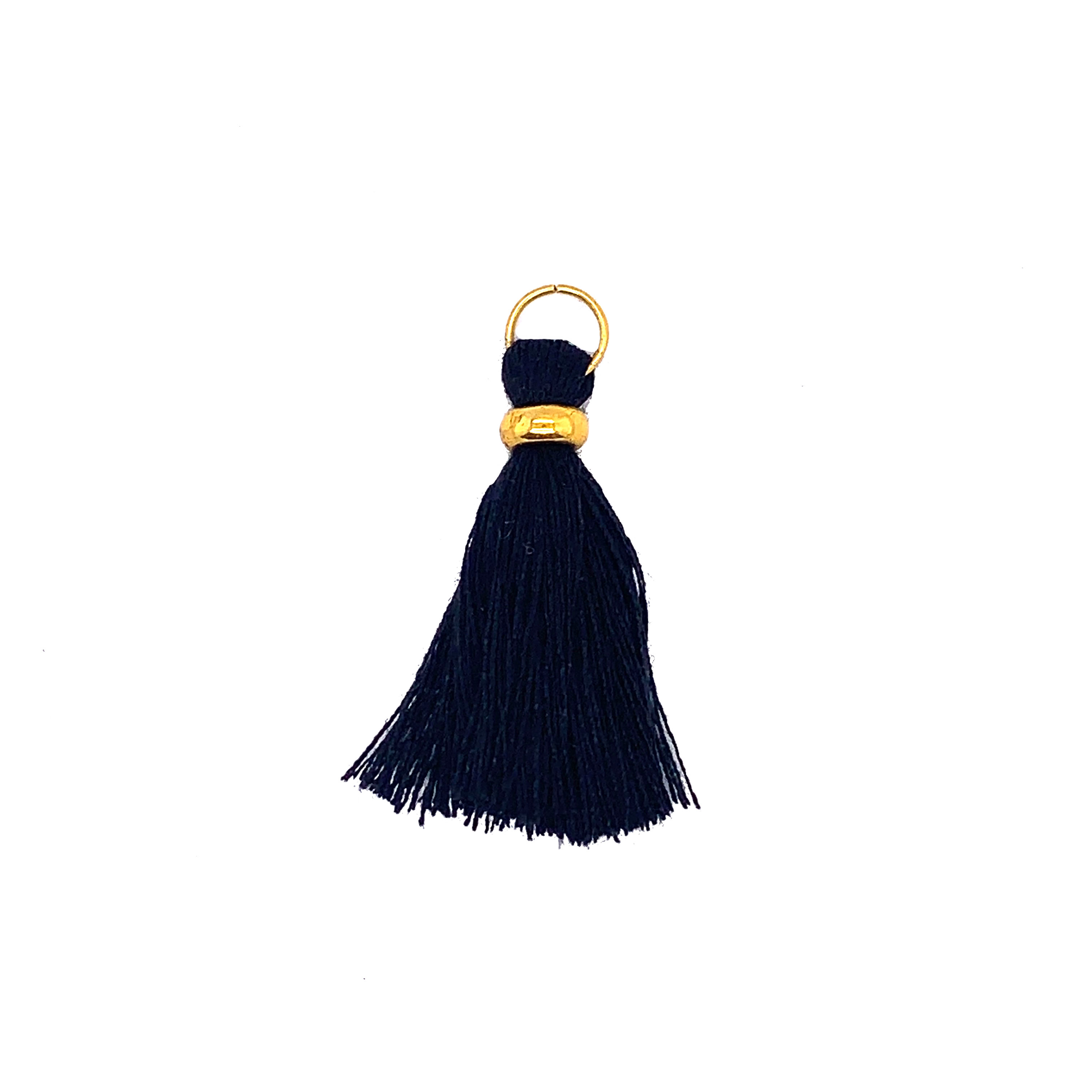 Black Tassel with Gold Ring & Gold Jump Ring