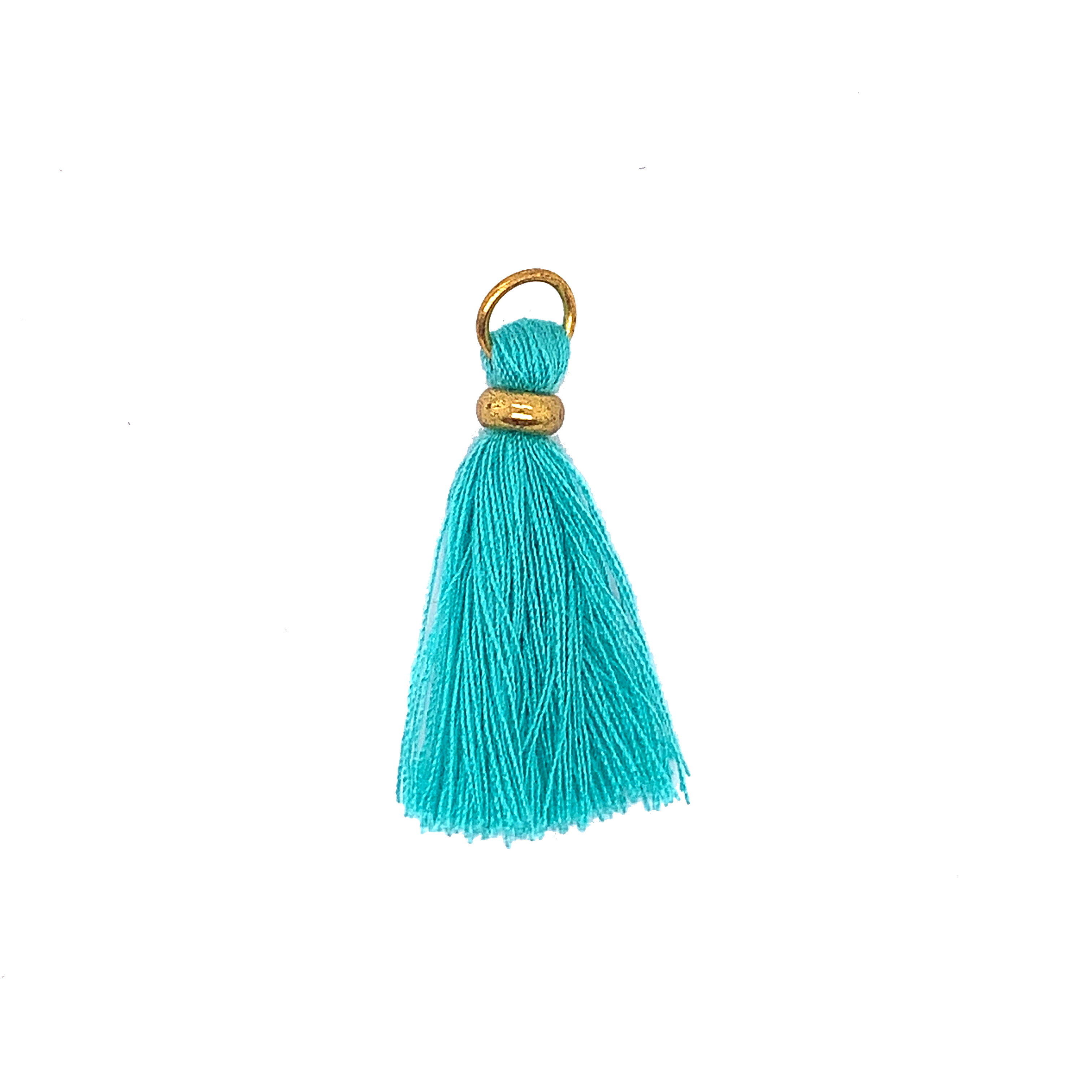 Turquoise Teal Tassel with Gold Ring & Gold Jump Ring