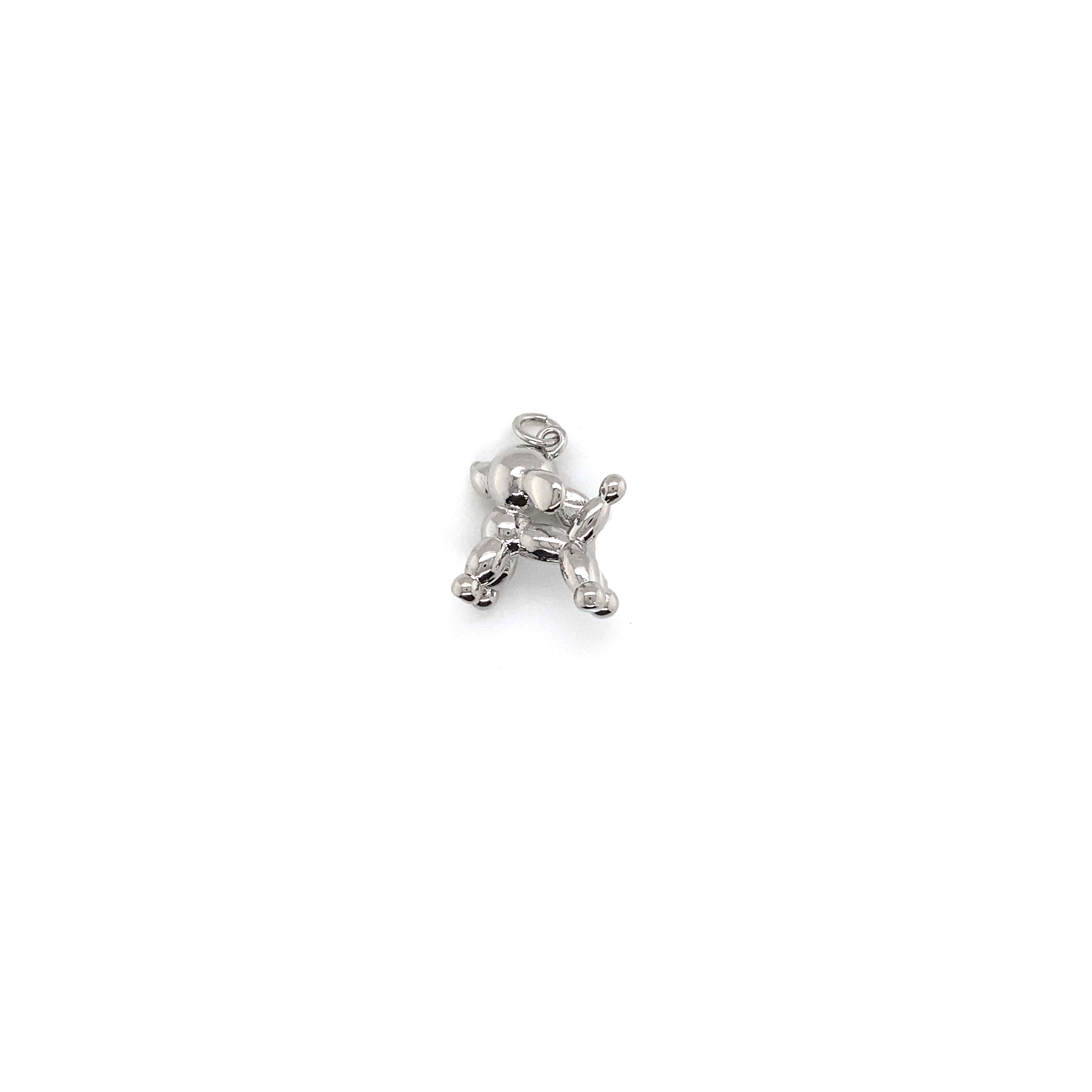 3D Poodle Charm - Silver Plated