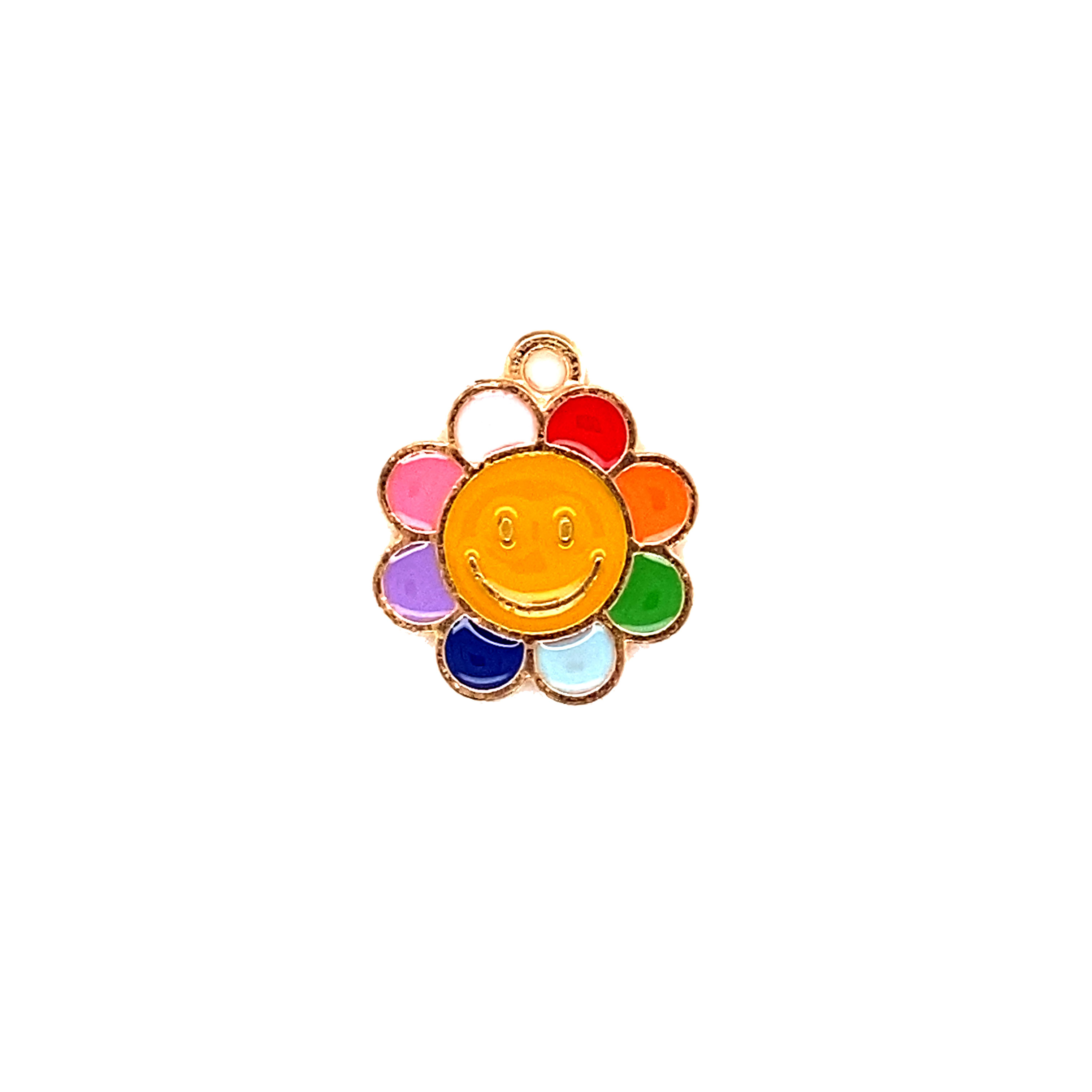 Enamel Multicolor Smiley Flower Charm