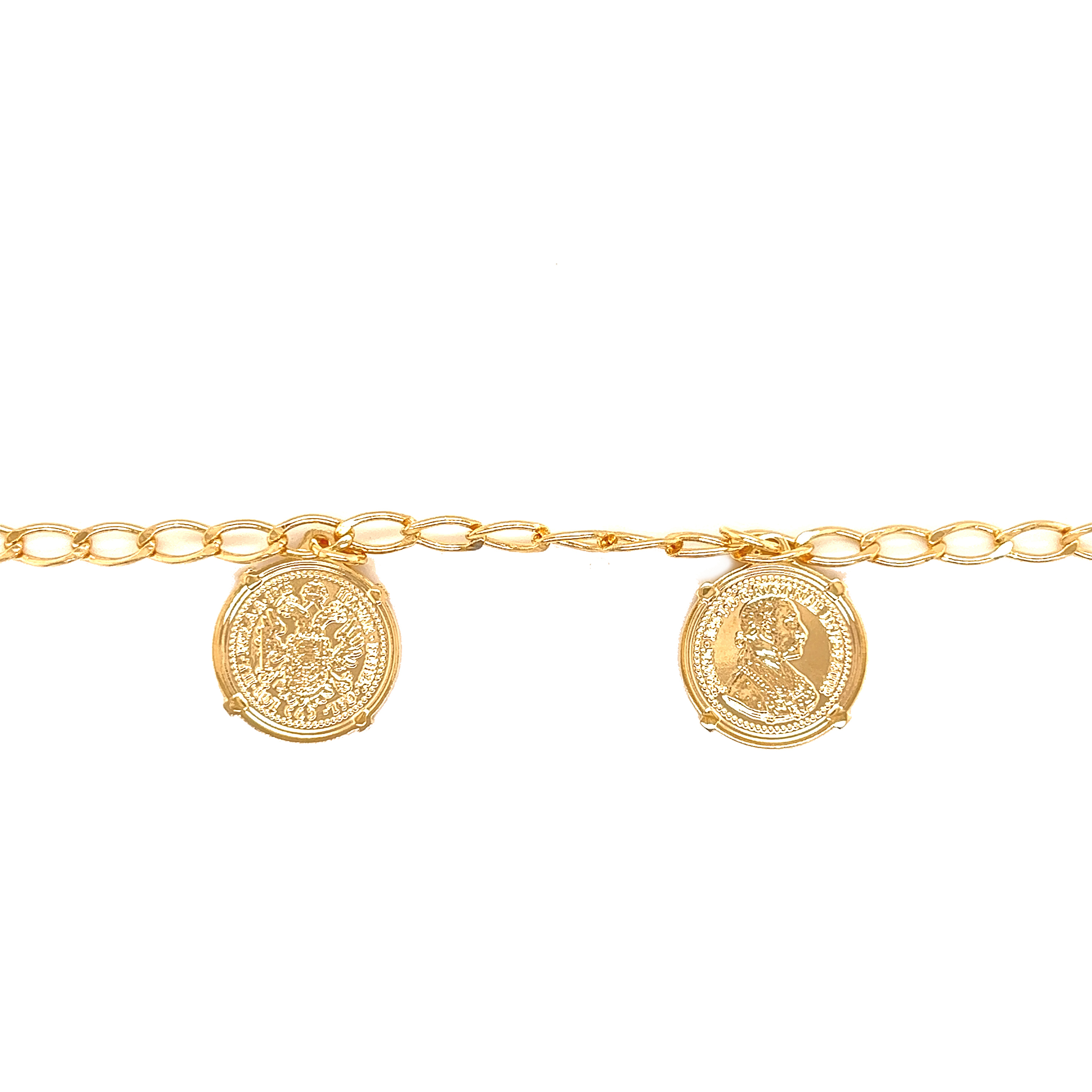 Gold Filled Multi Coin Charm Bracelet