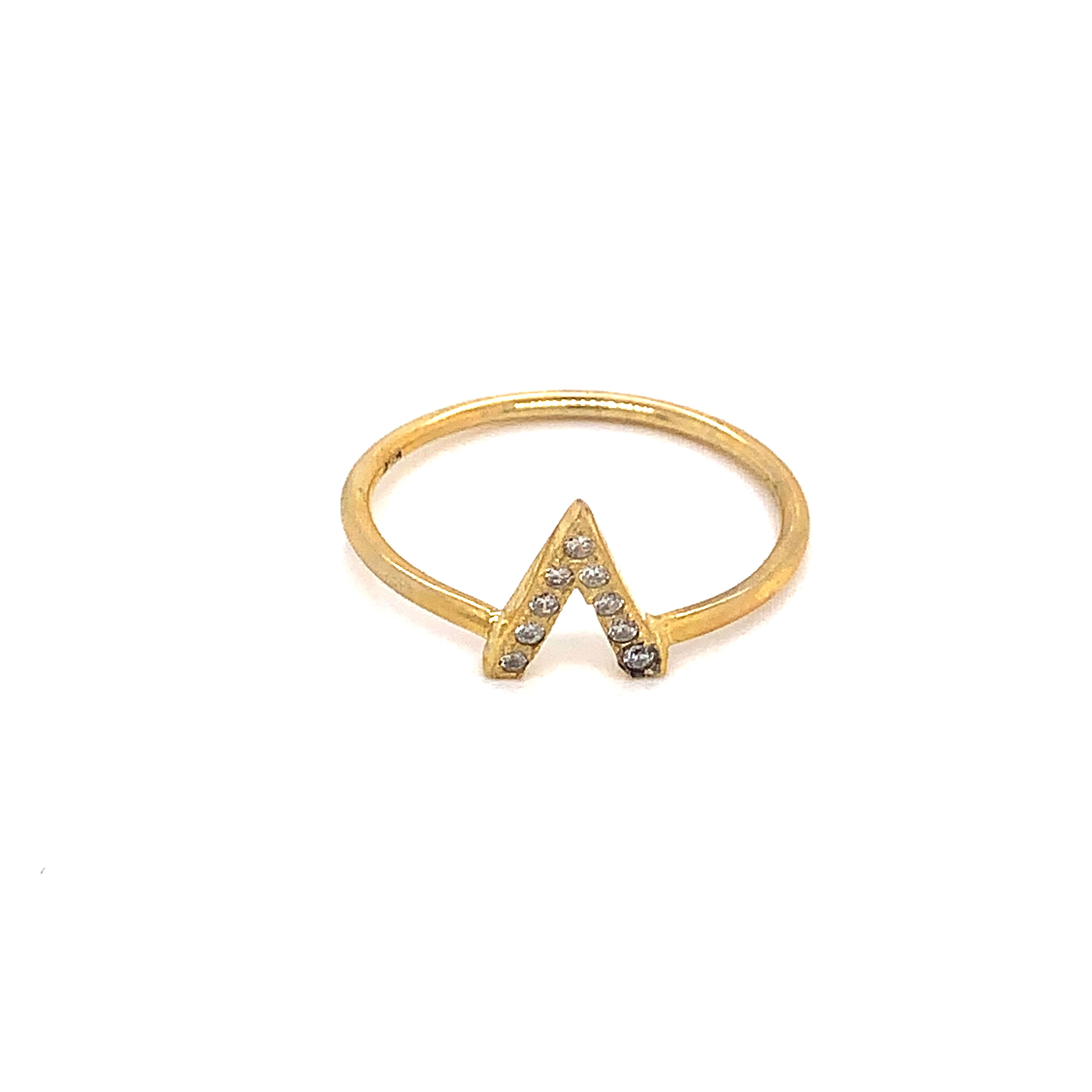 CZ V Ring - Gold Plated