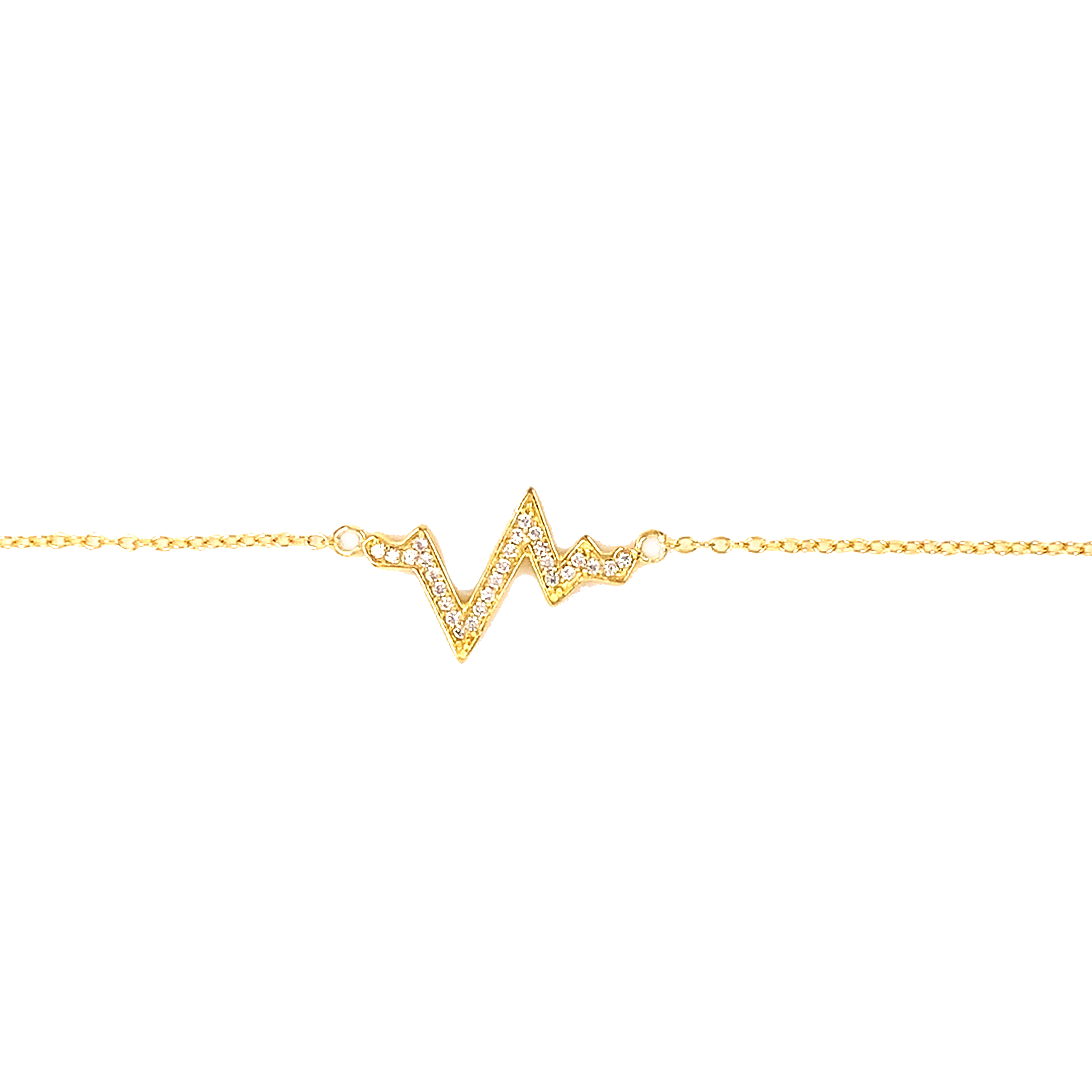 CZ Heartbeat Necklace - Gold Plated