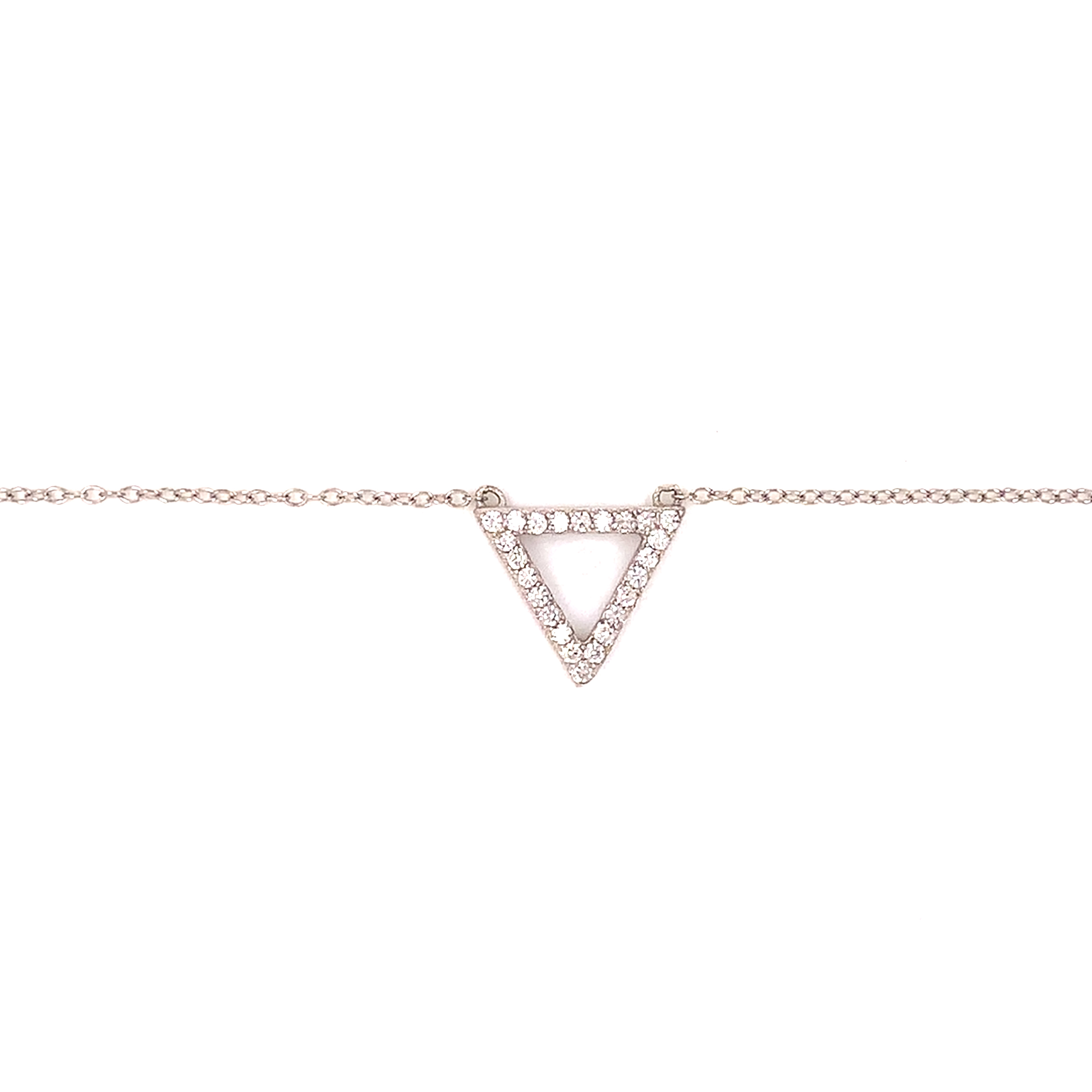 CZ Outline Triangle Necklace - Sterling Silver