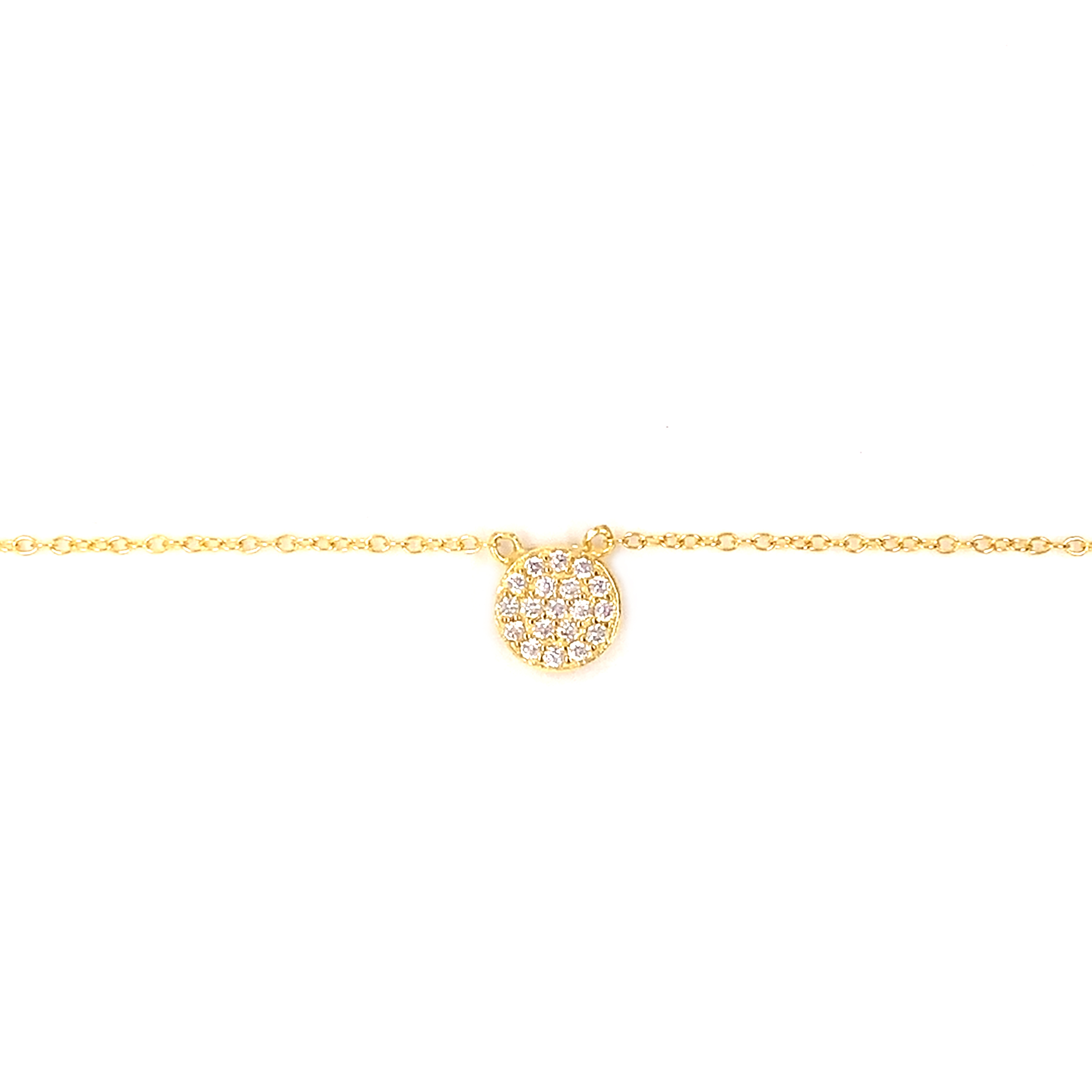 CZ Round Disc Necklace - Gold Plated