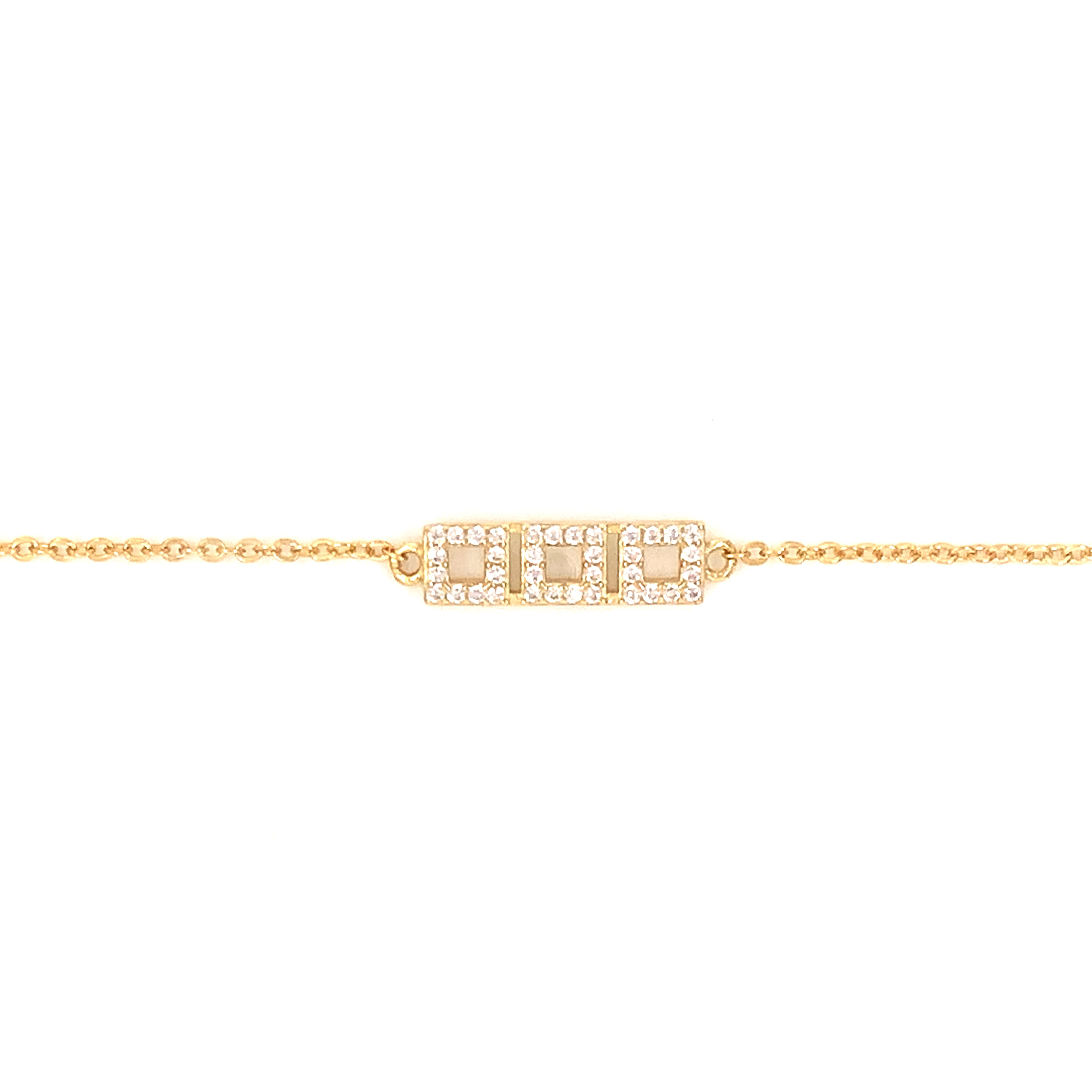 3 Square CZ Necklace - Gold Plated