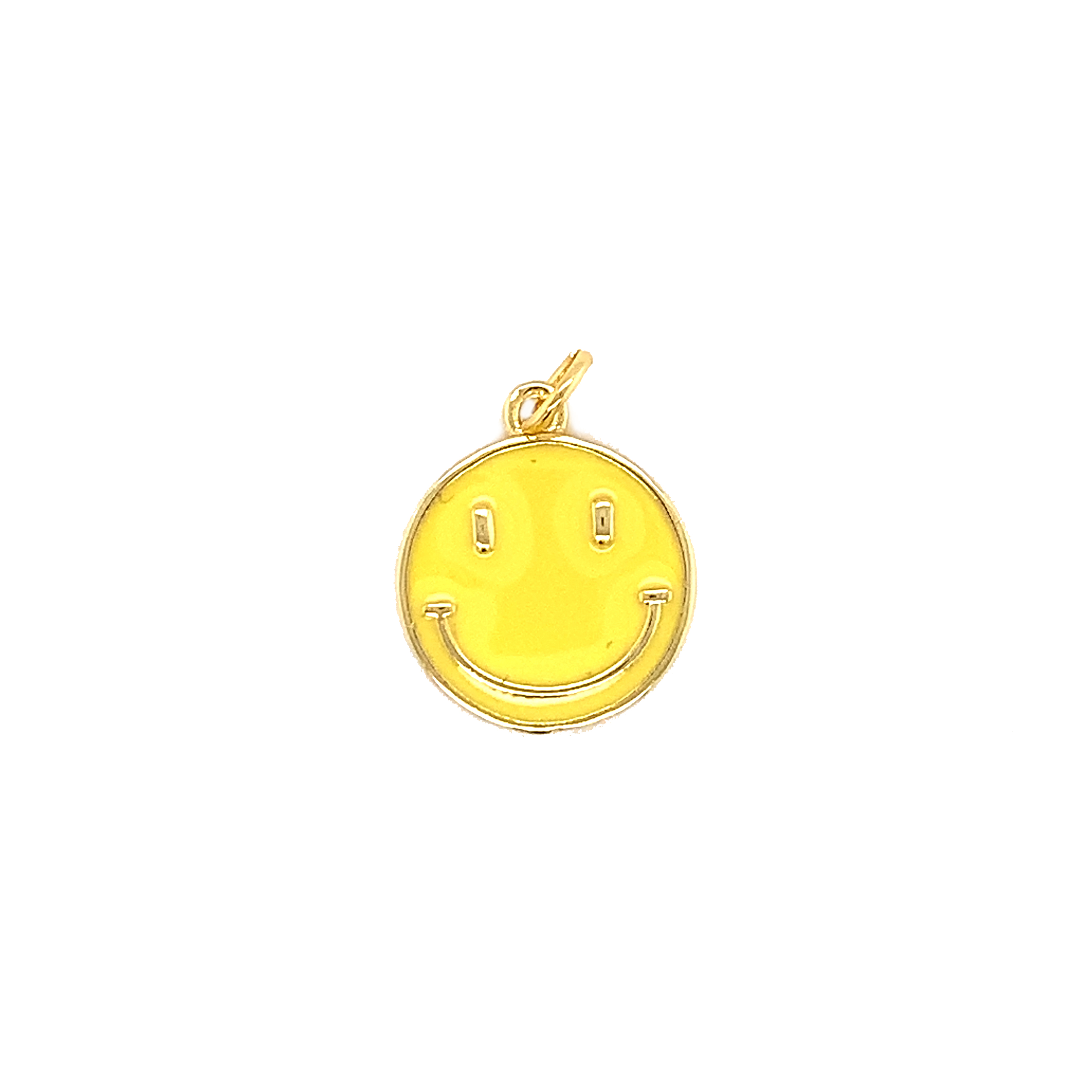 Neon Yellow Enamel Smiley Charm - Gold Plated