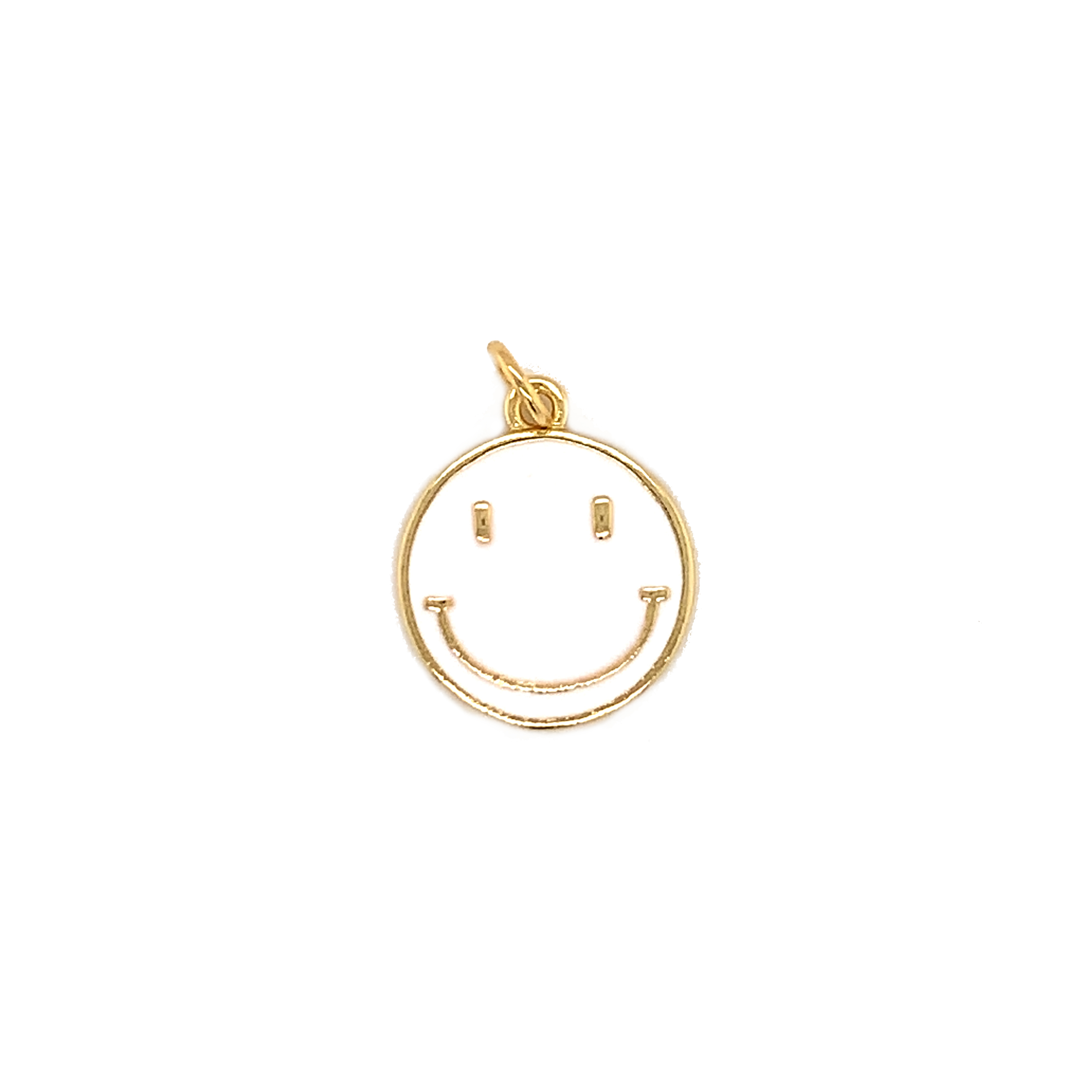 White Enamel Smiley Charm - Gold Plated
