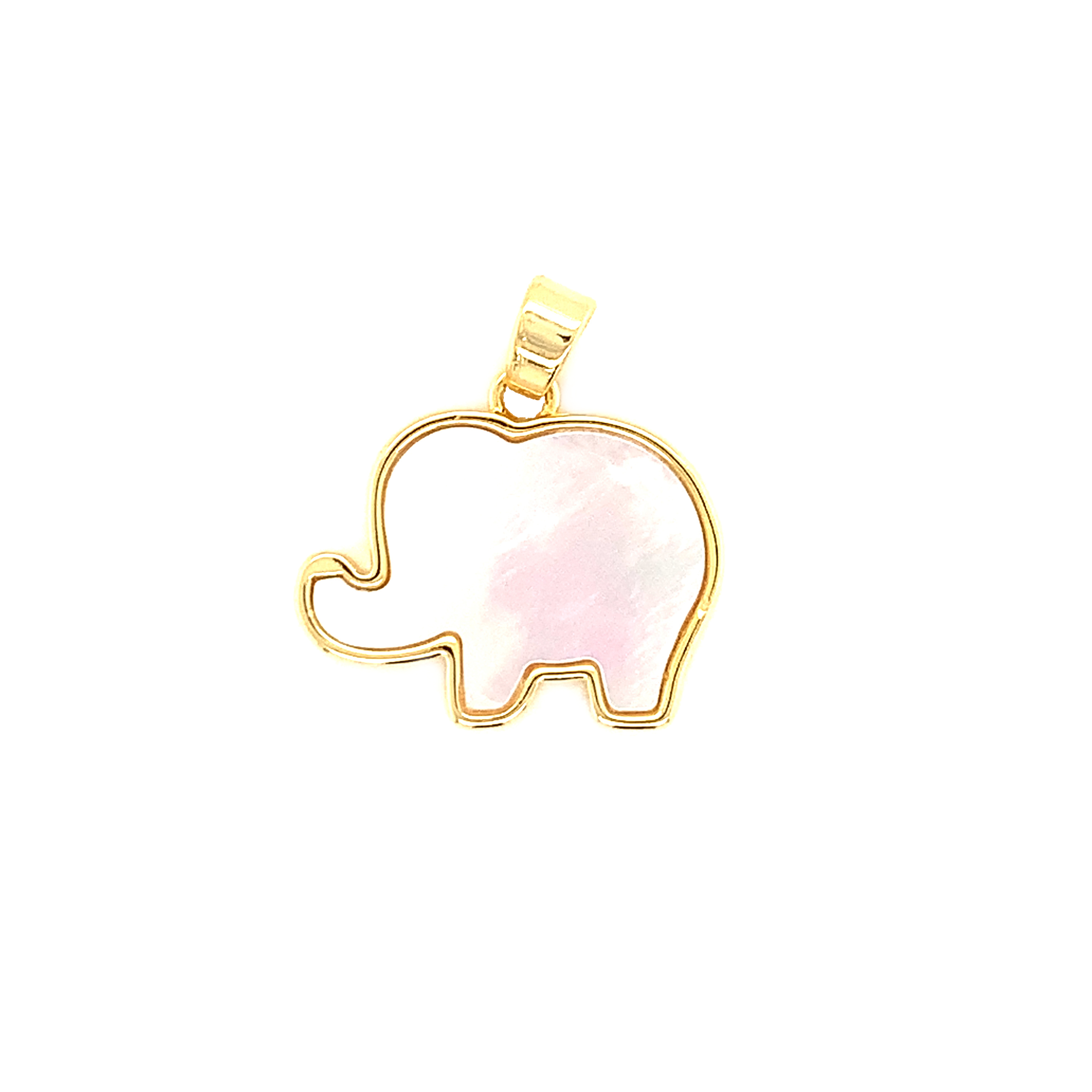 Shell Pearl Elephant Pendant - Gold Plated