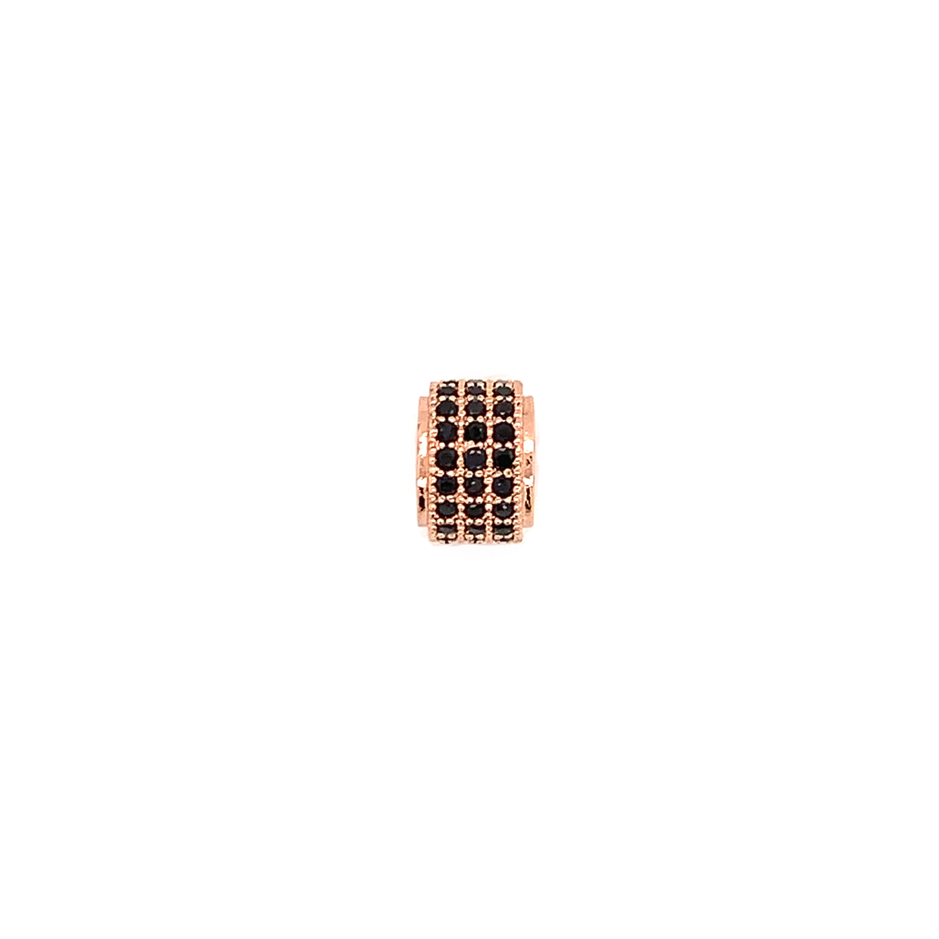 CZ Black Micro Pave Rondelle - Rose Gold Plated