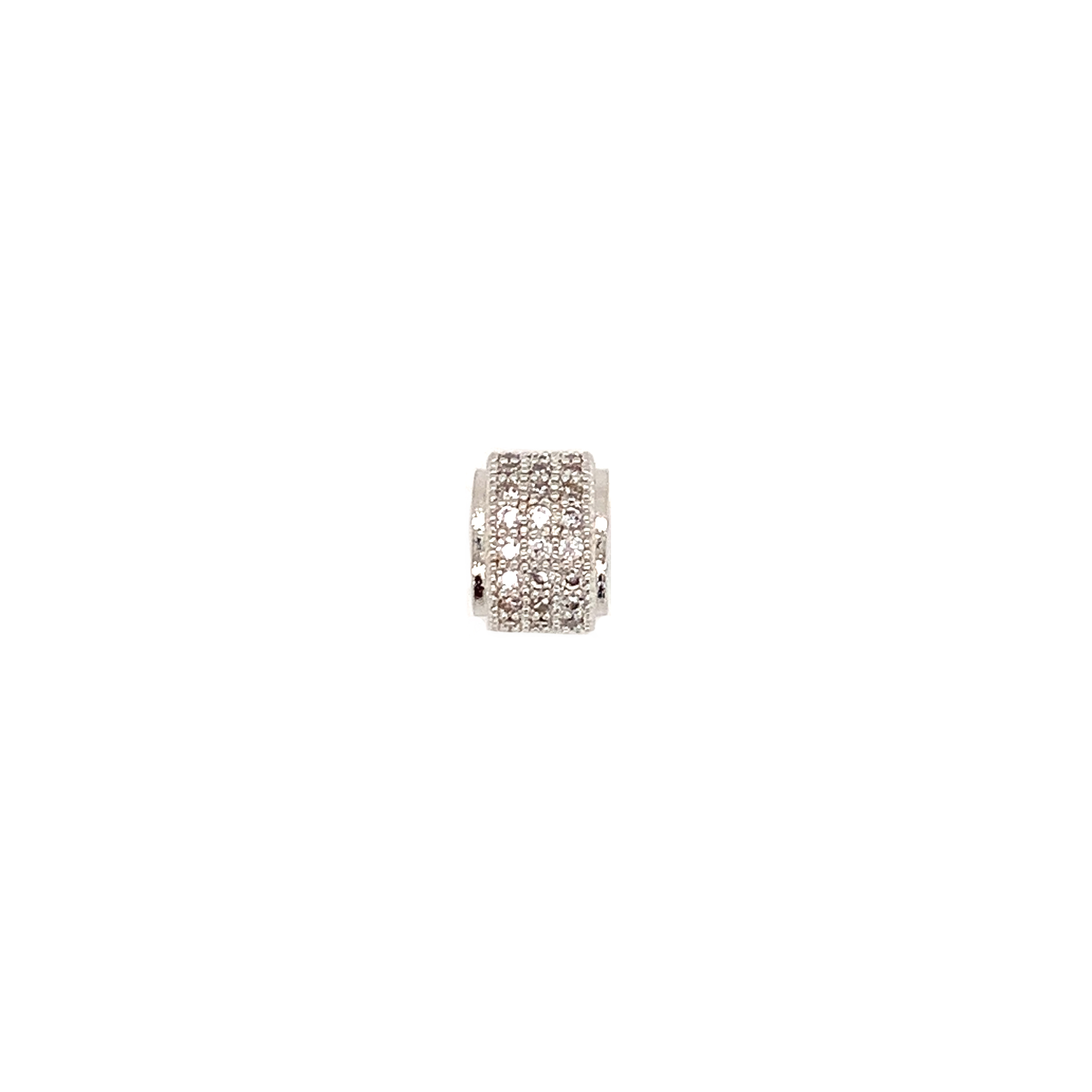 CZ Micro Pave Rondelle - Silver Plated