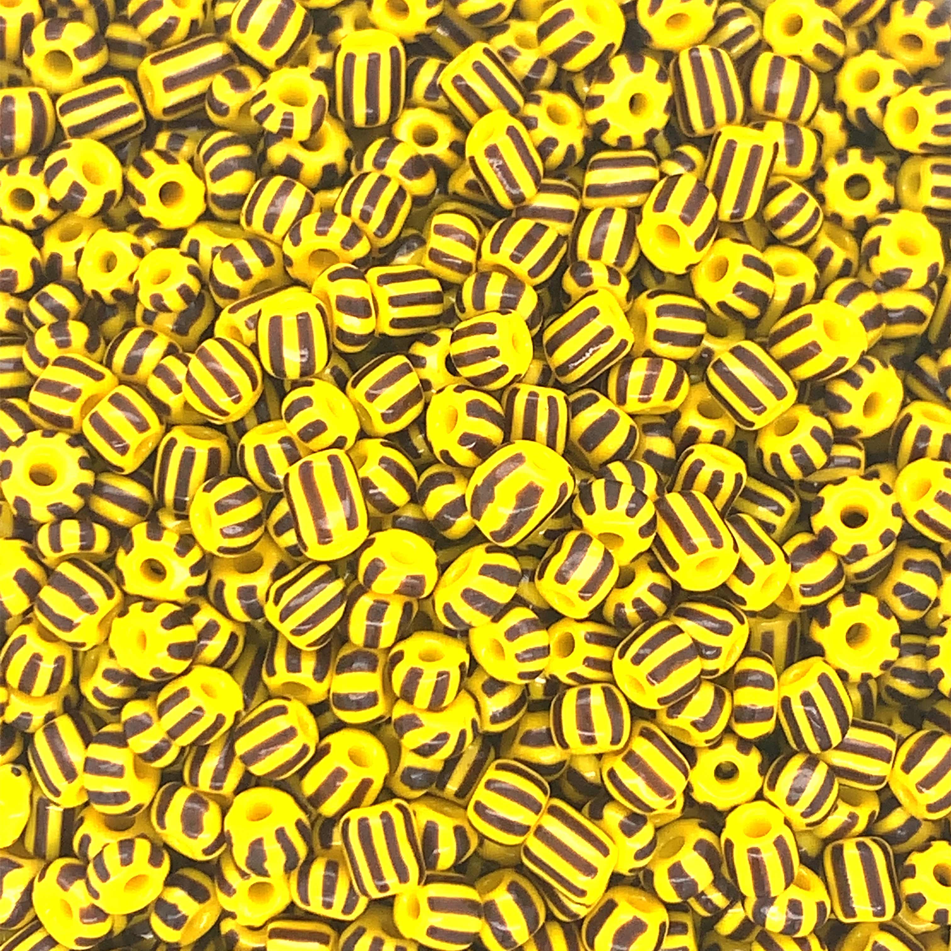 4mm Striped Yellow & Black Seed Beads