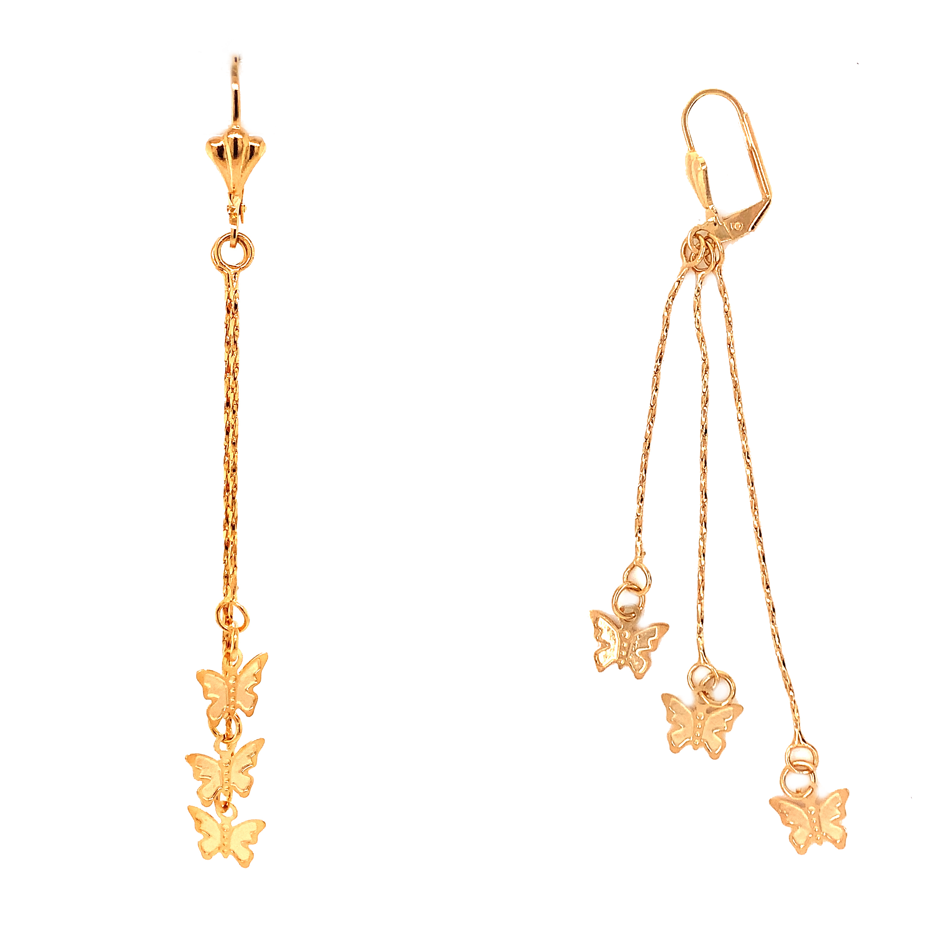Dangling Butterfly Earrings - Gold Filled