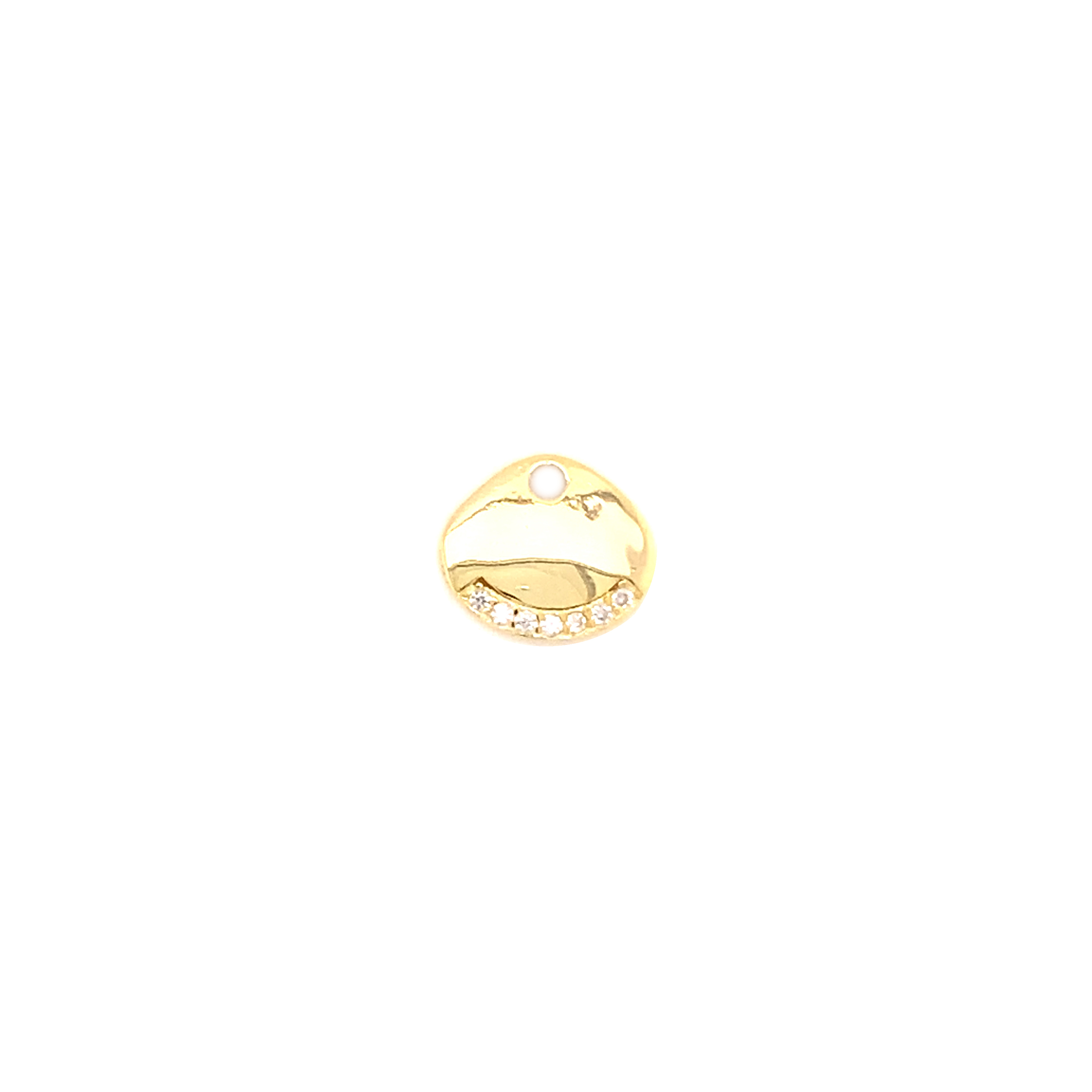 CZ Disc With Hole On Top - Gold Plated