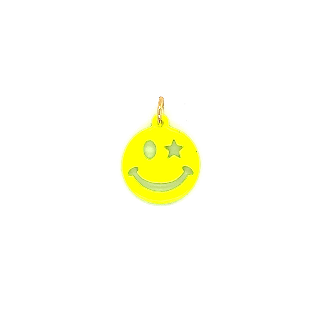 Neon Yellow Smiley Charm