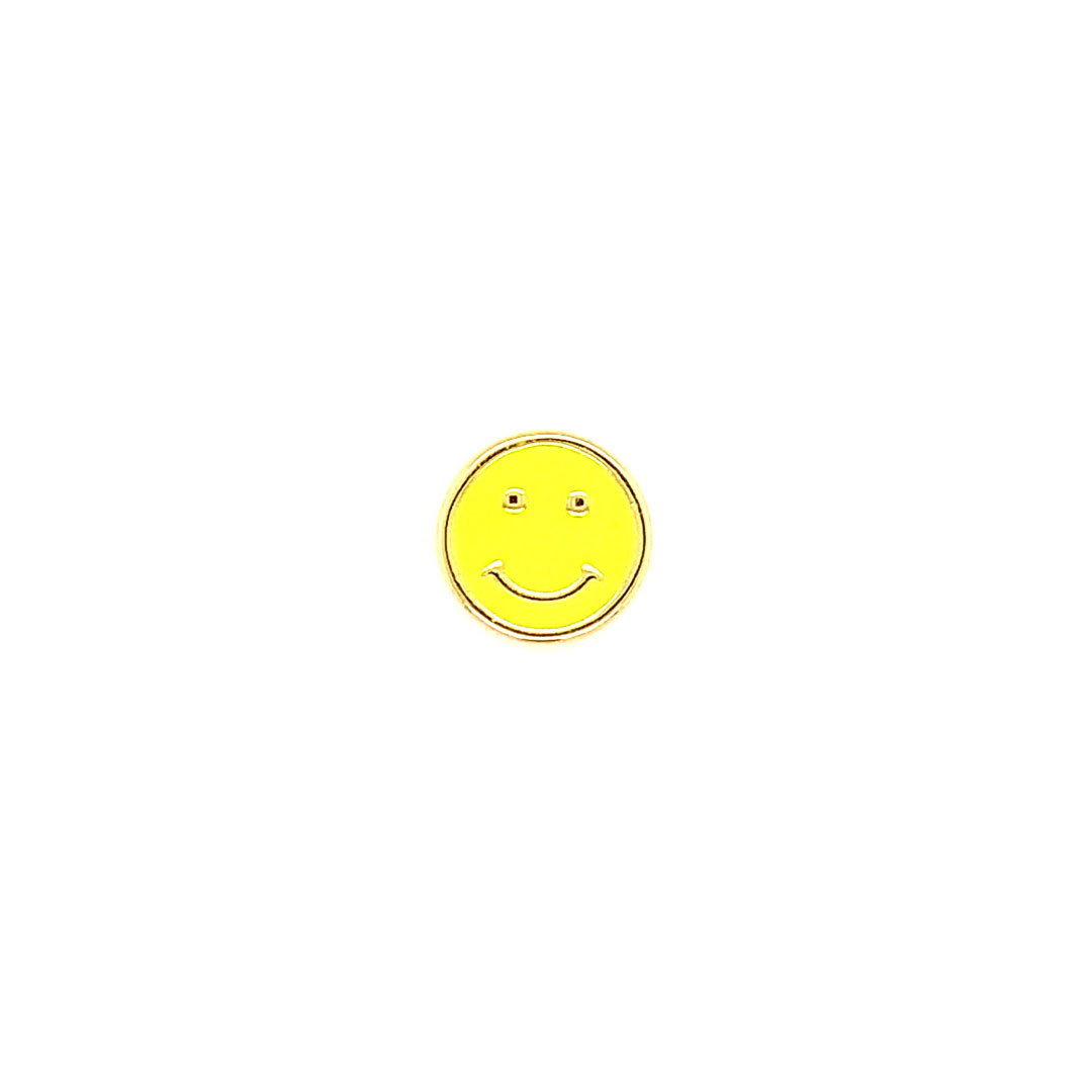 Neon Yellow Enamel Smiley Bead - Gold Plated