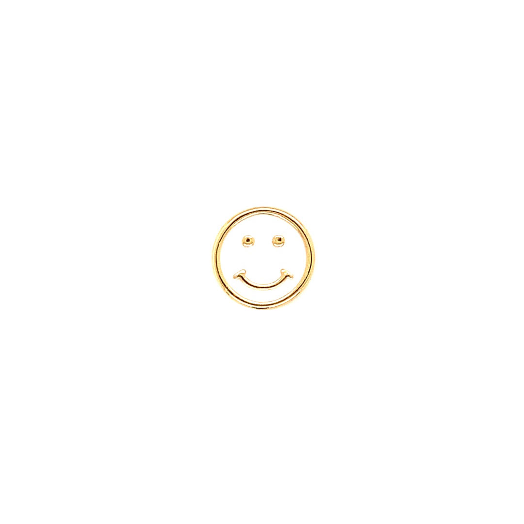 White Enamel Smiley Bead - Gold Plated