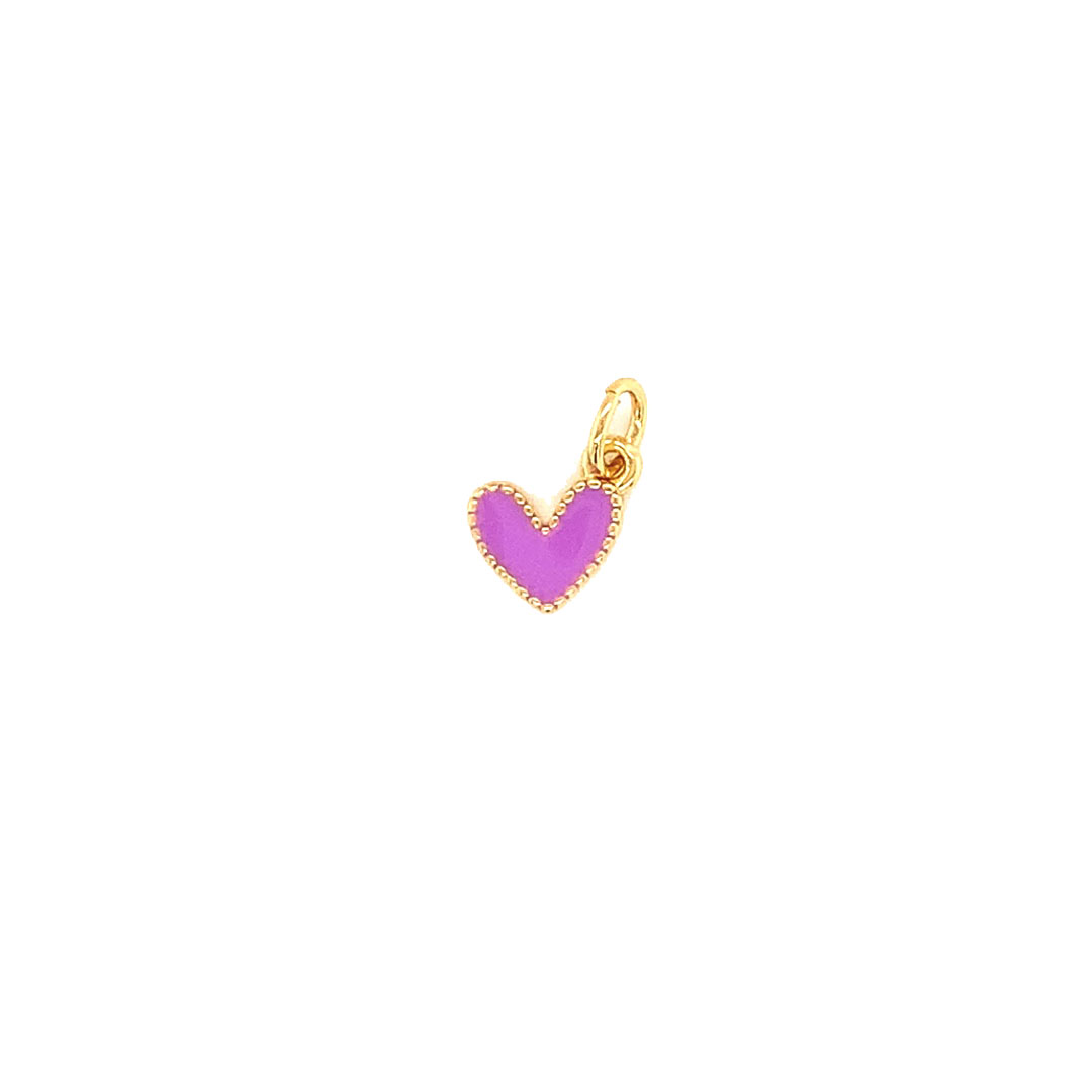 Purple Mini Heart Charm - Gold Plated