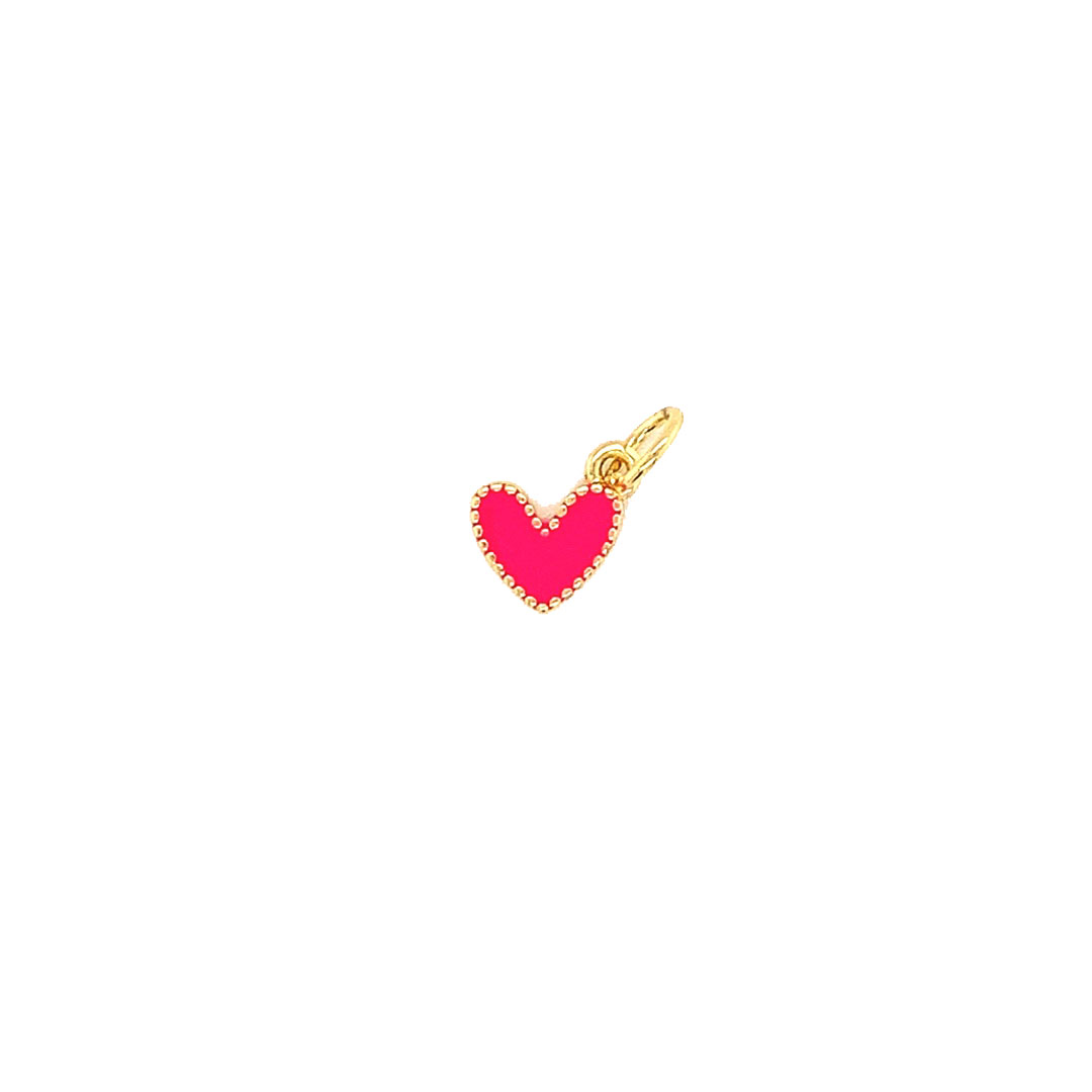 Neon Pink Mini Heart Charm - Gold Plated