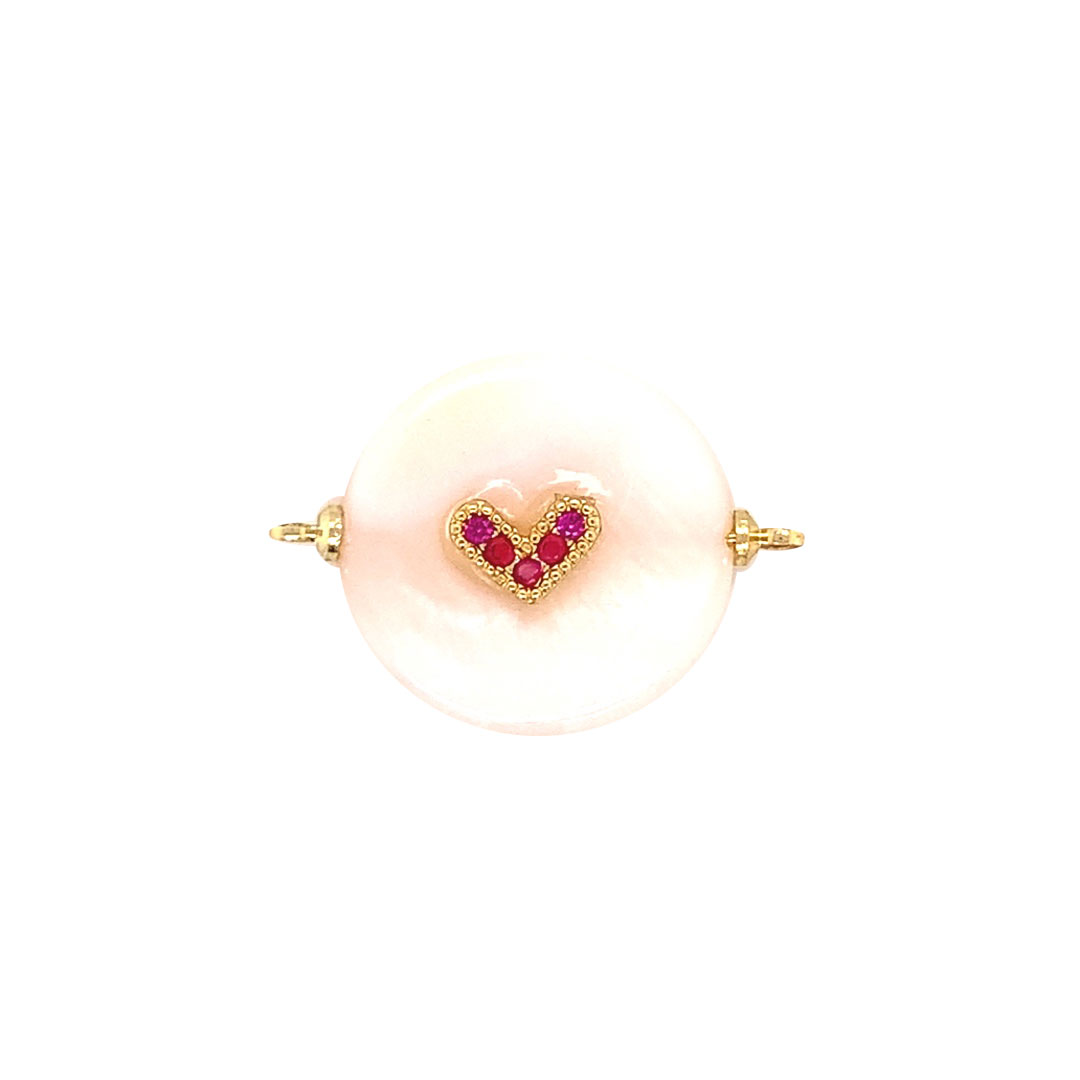 CZ Heart Pearl Connector - Gold Plated