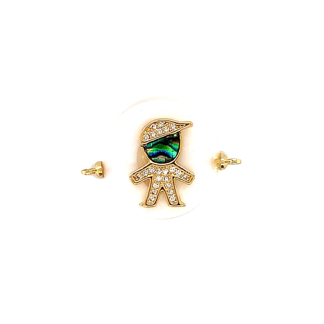 CZ Boy Pearl Connector - Gold Plated