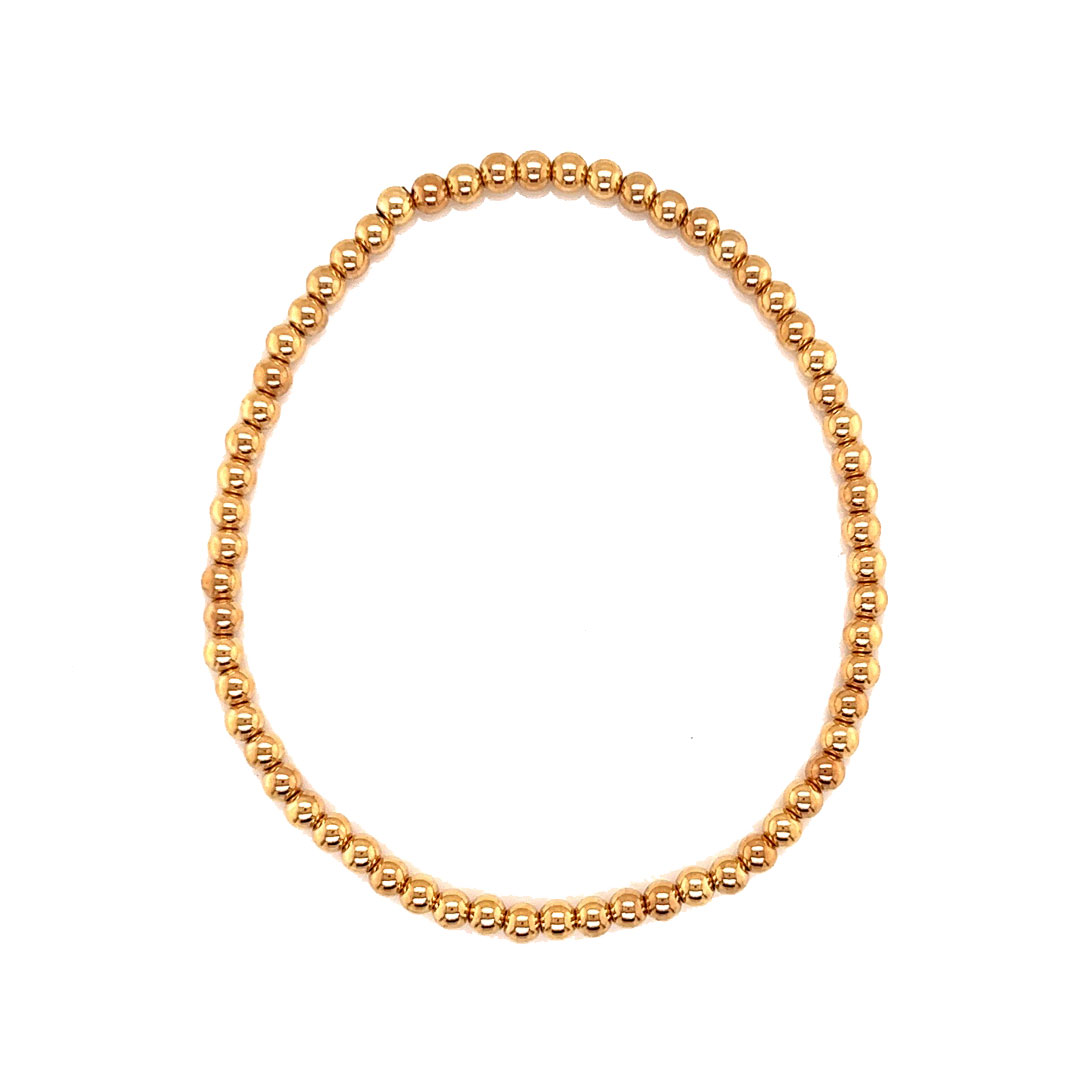 3mm Beaded Bracelet - Gold Filled - 6.5"