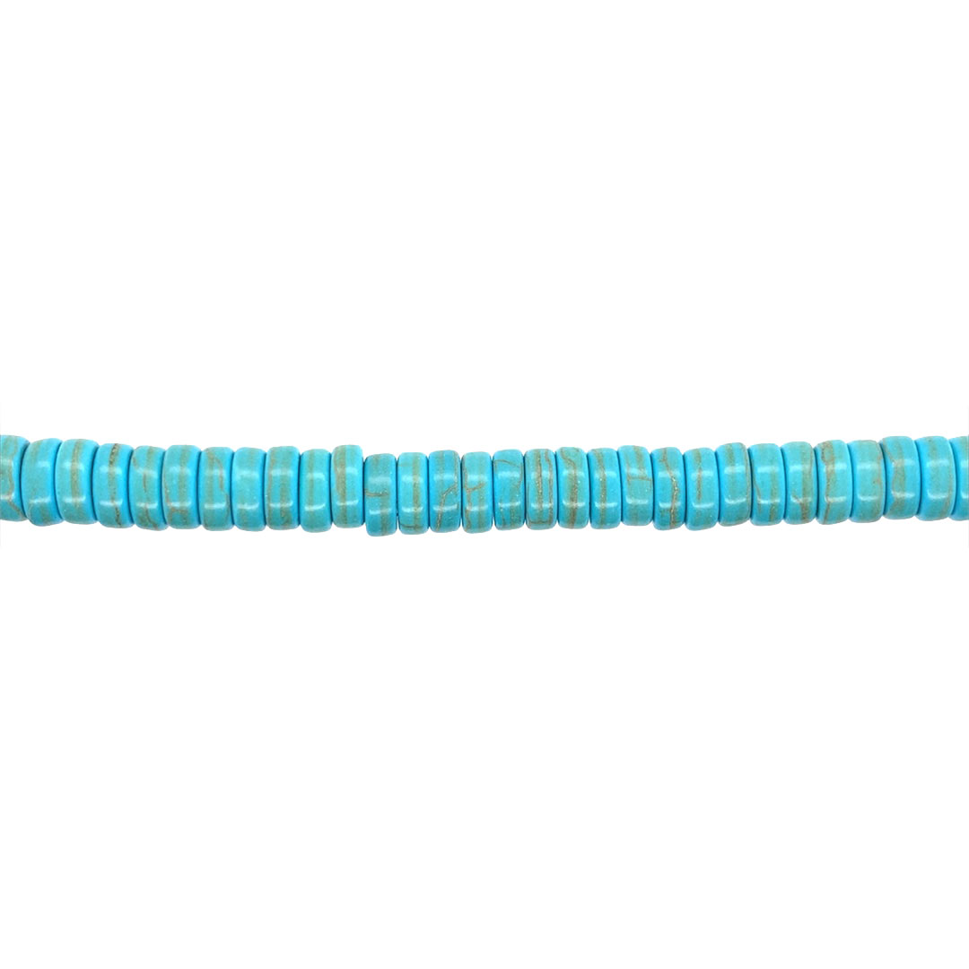 3x8mm Teal Synthetic Turquoise - Rondelle