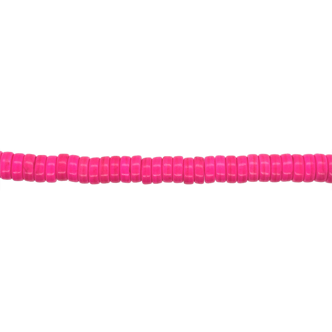 3x8mm Pink Synthetic Turquoise - Rondelle