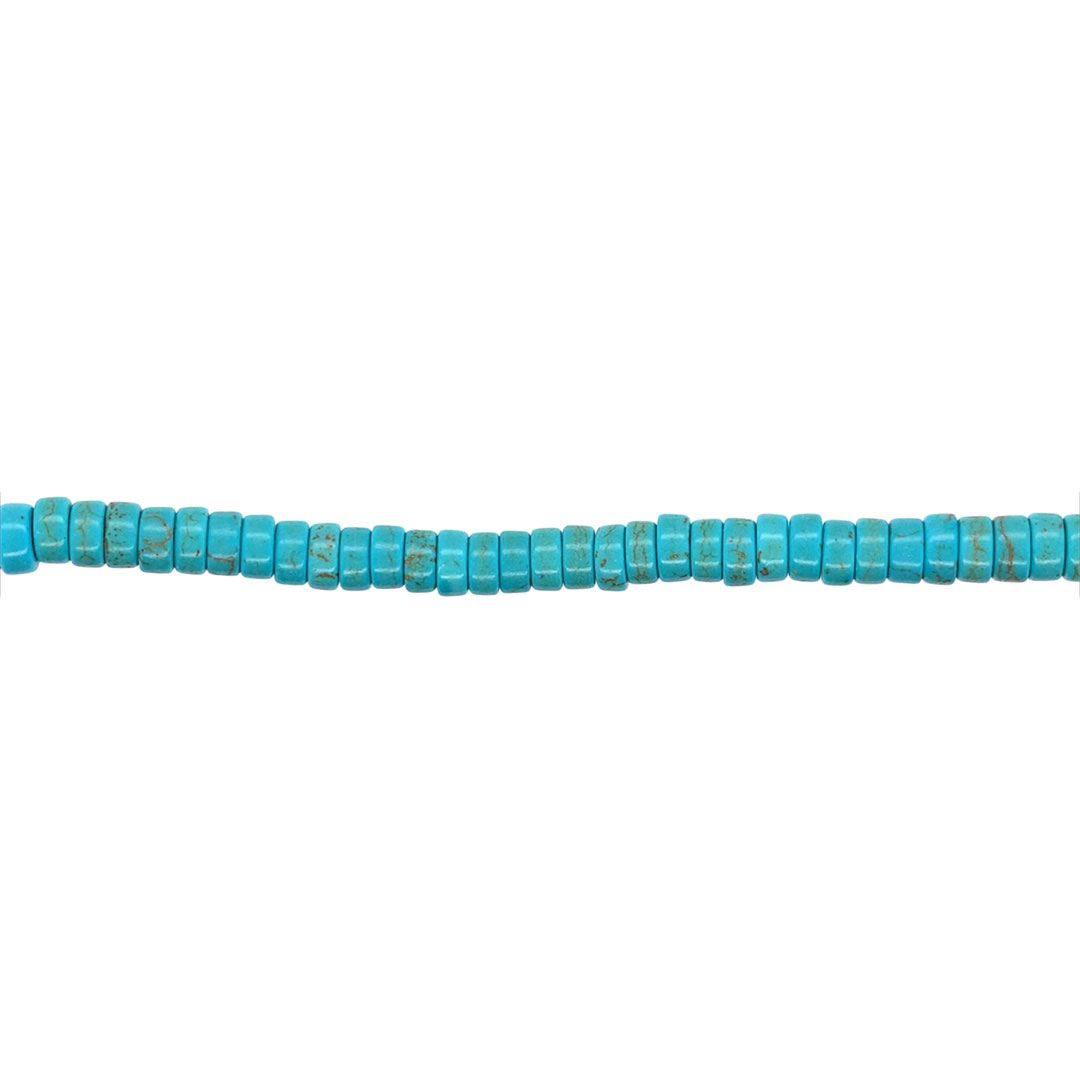 3x6mm Teal Synthetic Turquoise - Rondelle