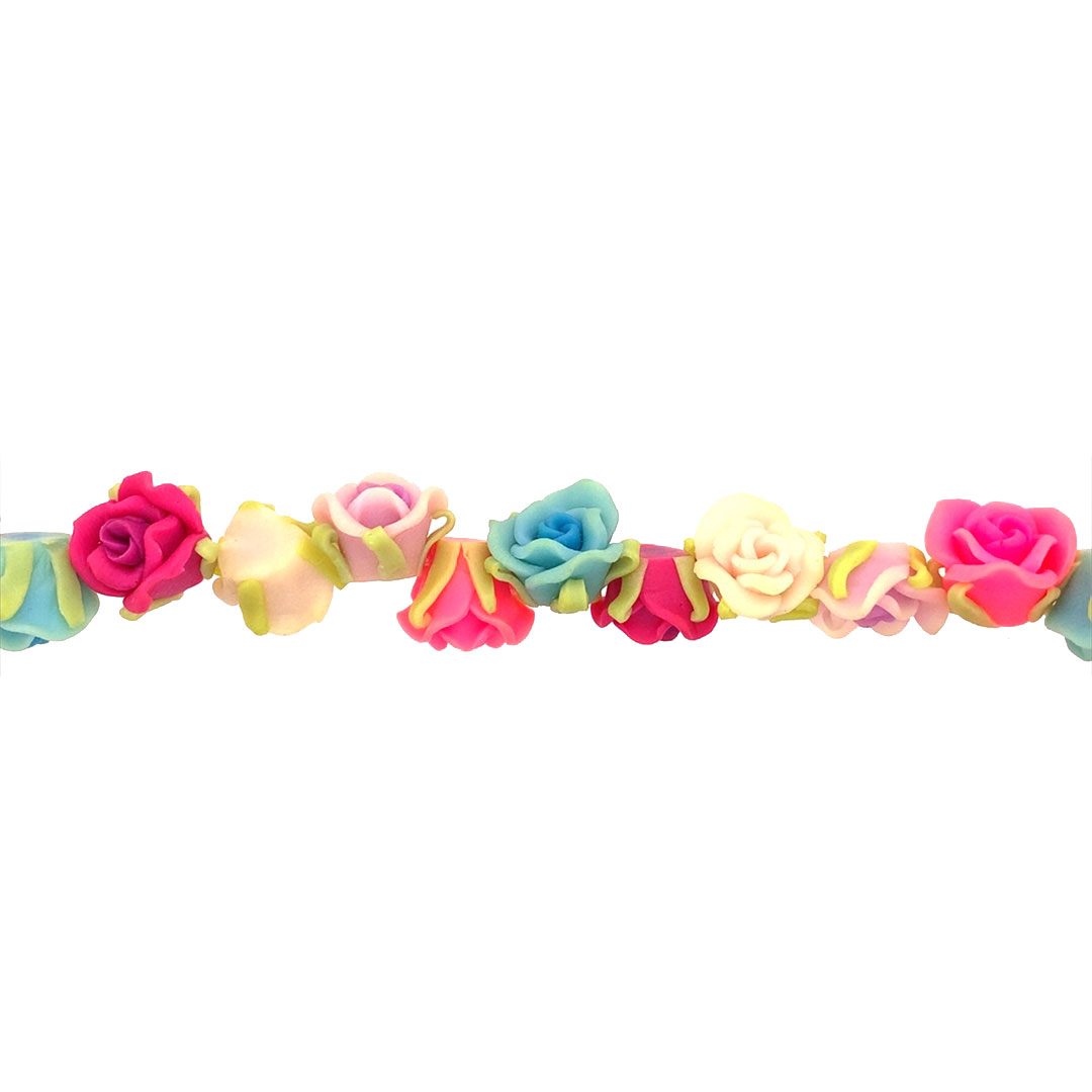 Multicolor Rose Clay Beads