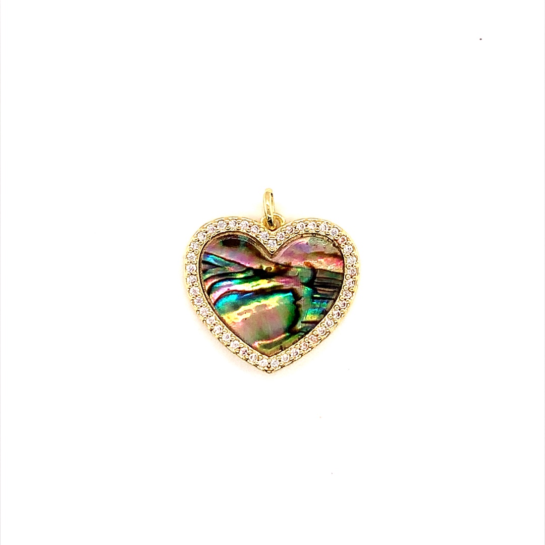 Abalone Heart Charm - Gold Plated