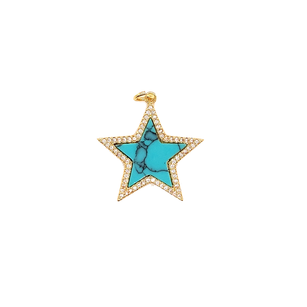 Turquoise Star Charm - Gold Plated