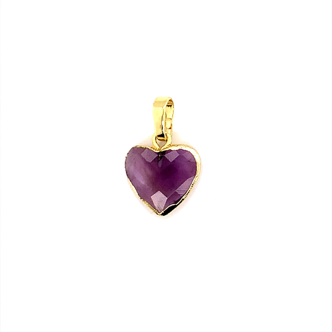 Amethyst Heart Pendant - Gold Plated