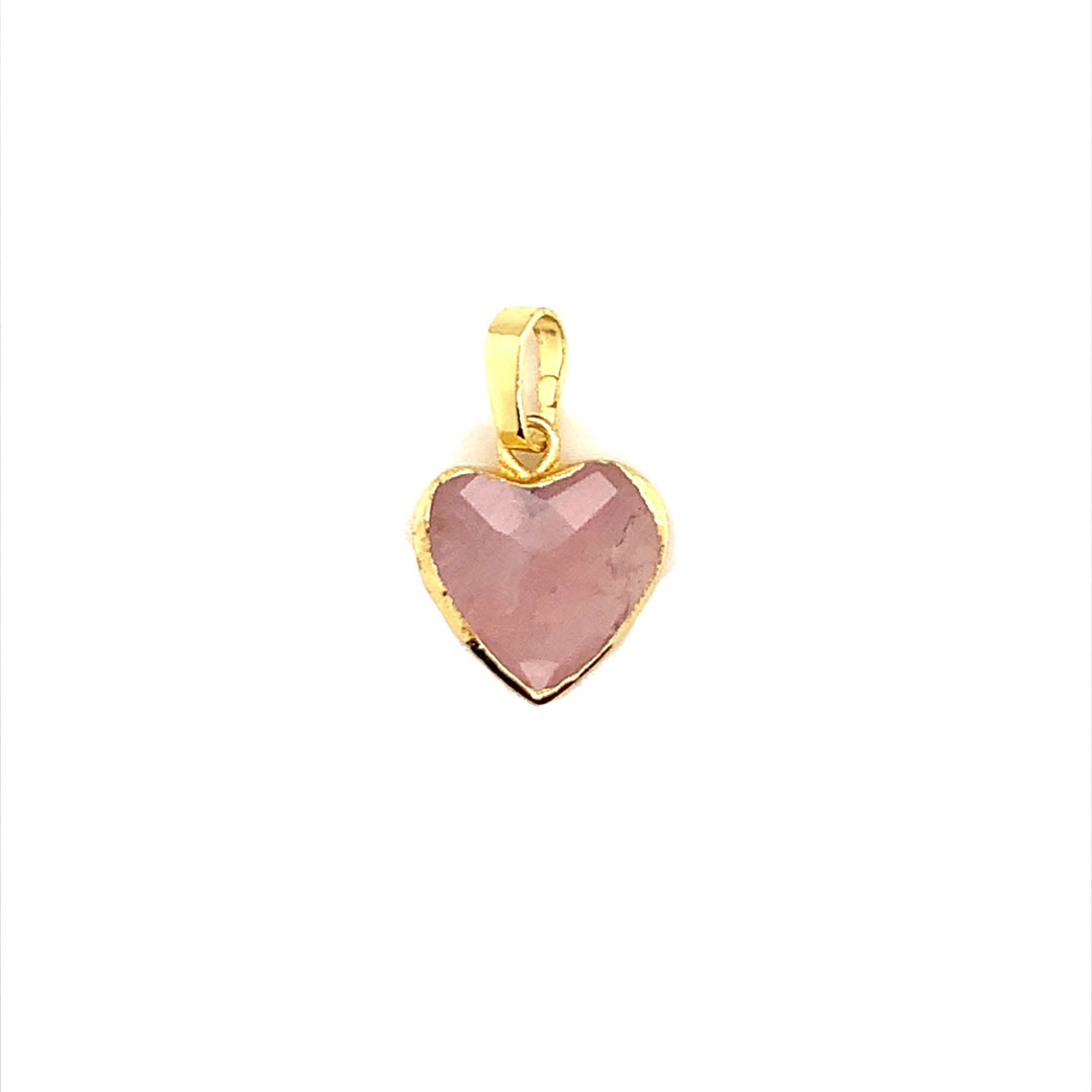 Rose Quartz Heart Pendant - Gold Plated